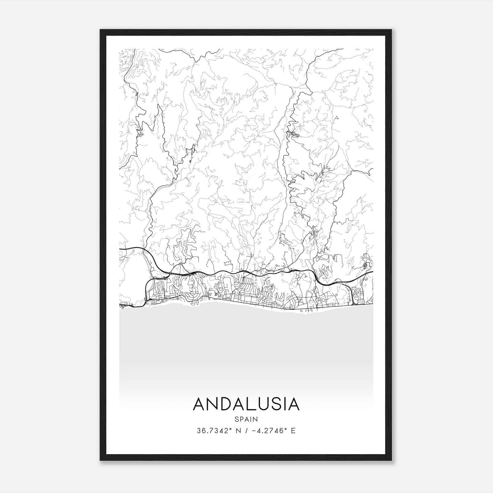 Rincon de la Victoria Spain Map Poster, Modern Home Decor Wall Art Print