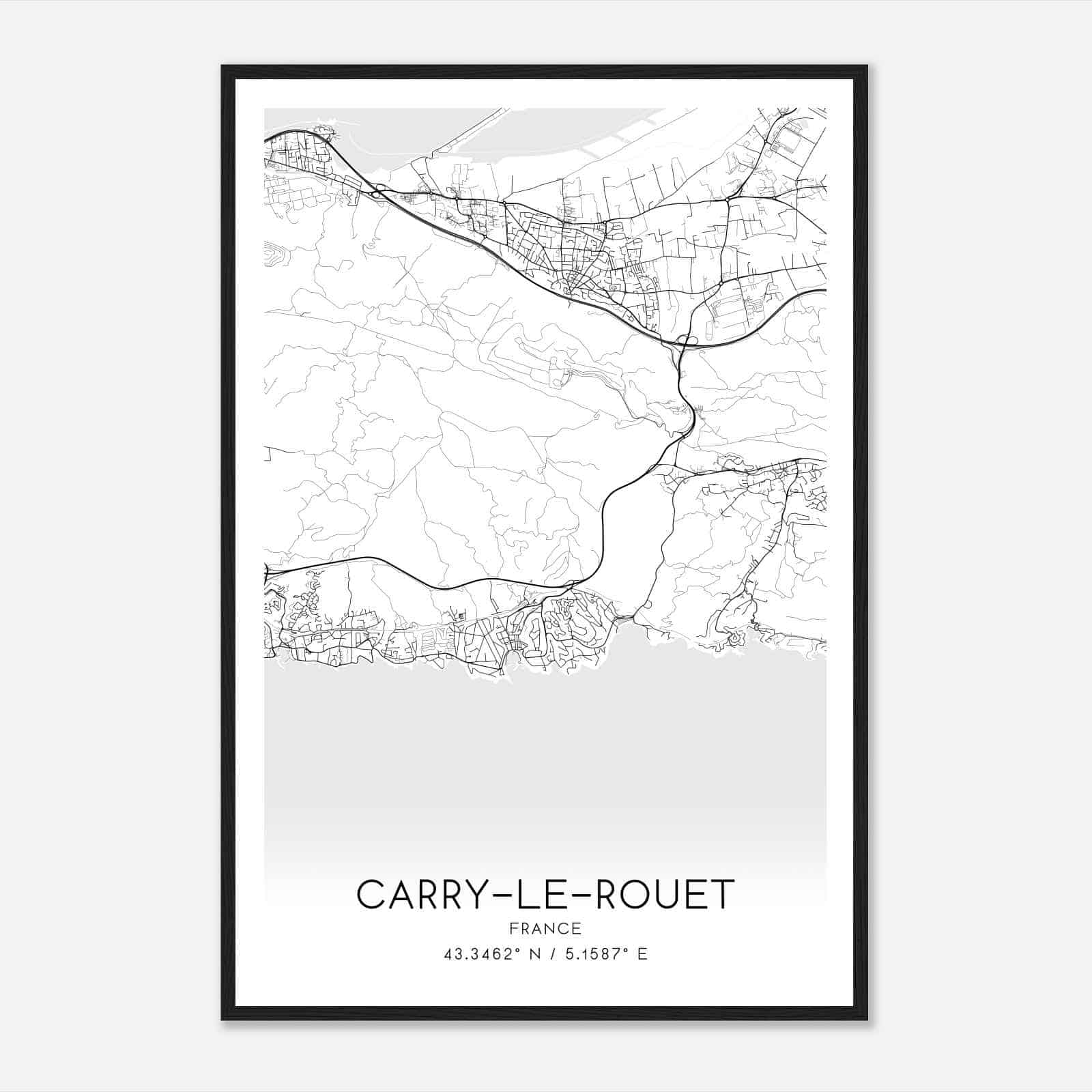 Carry-le-Rouet France Map Poster, Modern Home Decor Wall Art Print