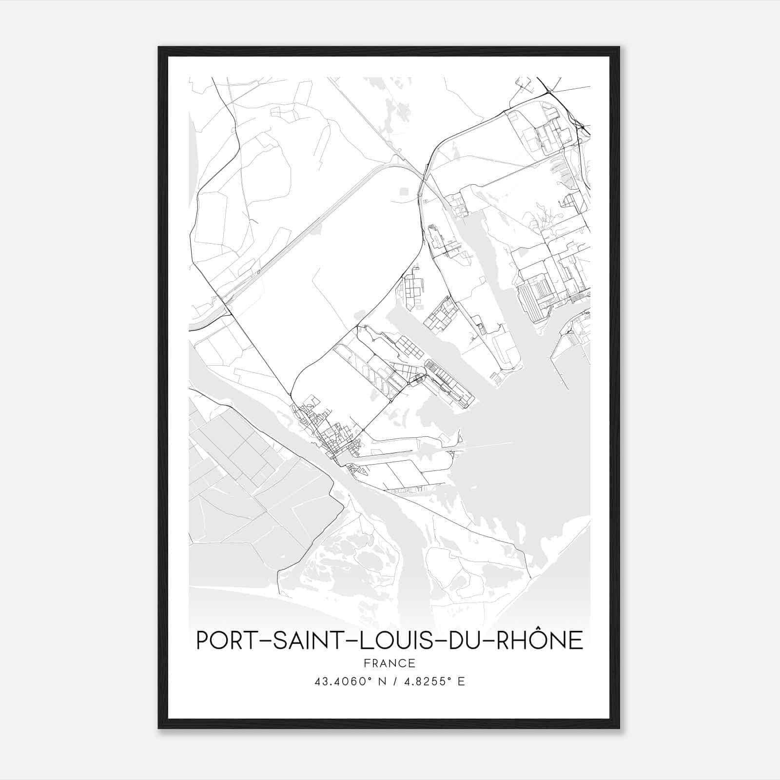 Port-Saint-Louis-du-Rhone France Map Poster, Modern Home Decor Wall Art Print