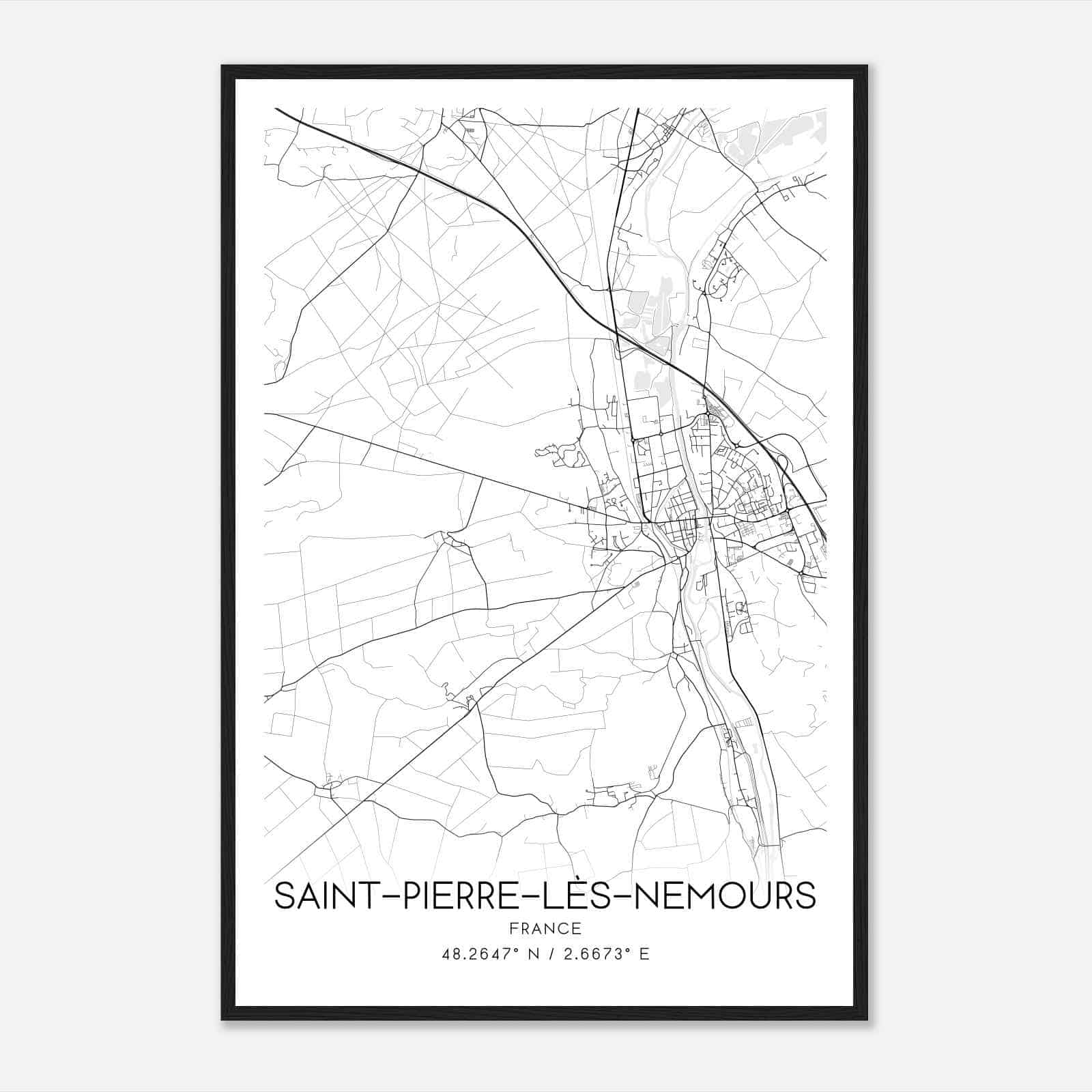 Saint-Pierre-les-Nemours France Map Poster, Modern Home Decor Wall Art Print Saint-Pierre-les-Nemours France Map Poster, Modern Home Decor Wall Art Print