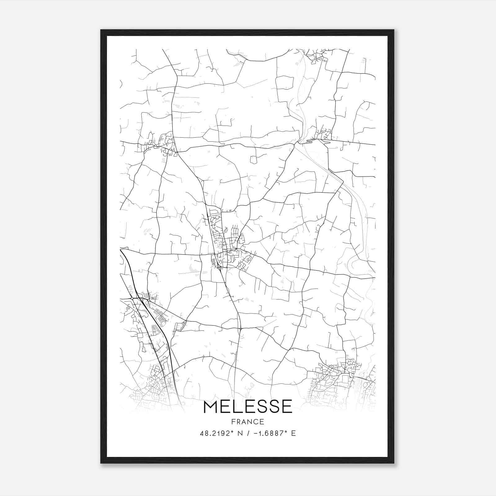 Melesse France Map Poster, Modern Home Decor Wall Art Print