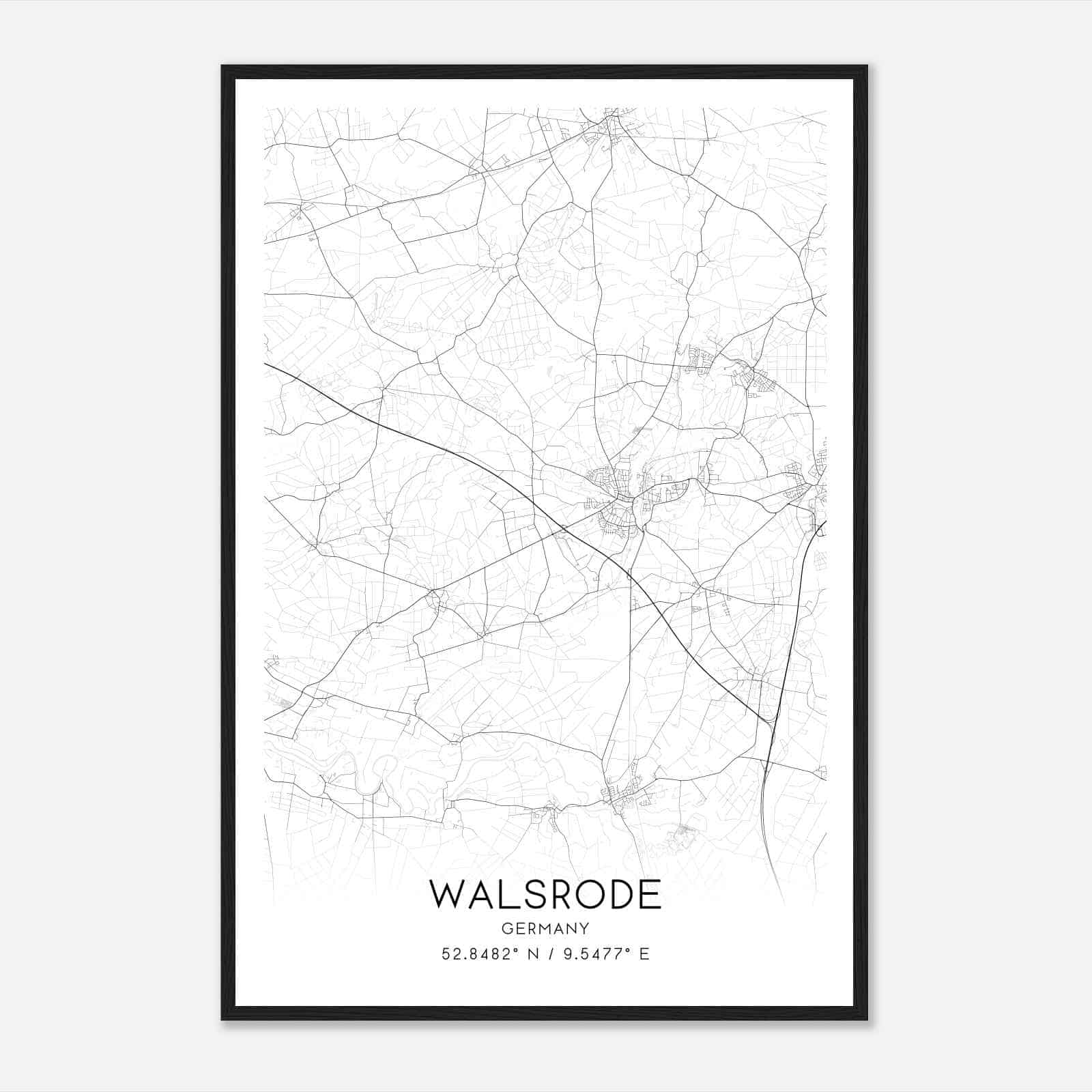 Walsrode Germany Map Poster, Modern Home Decor Wall Art Print