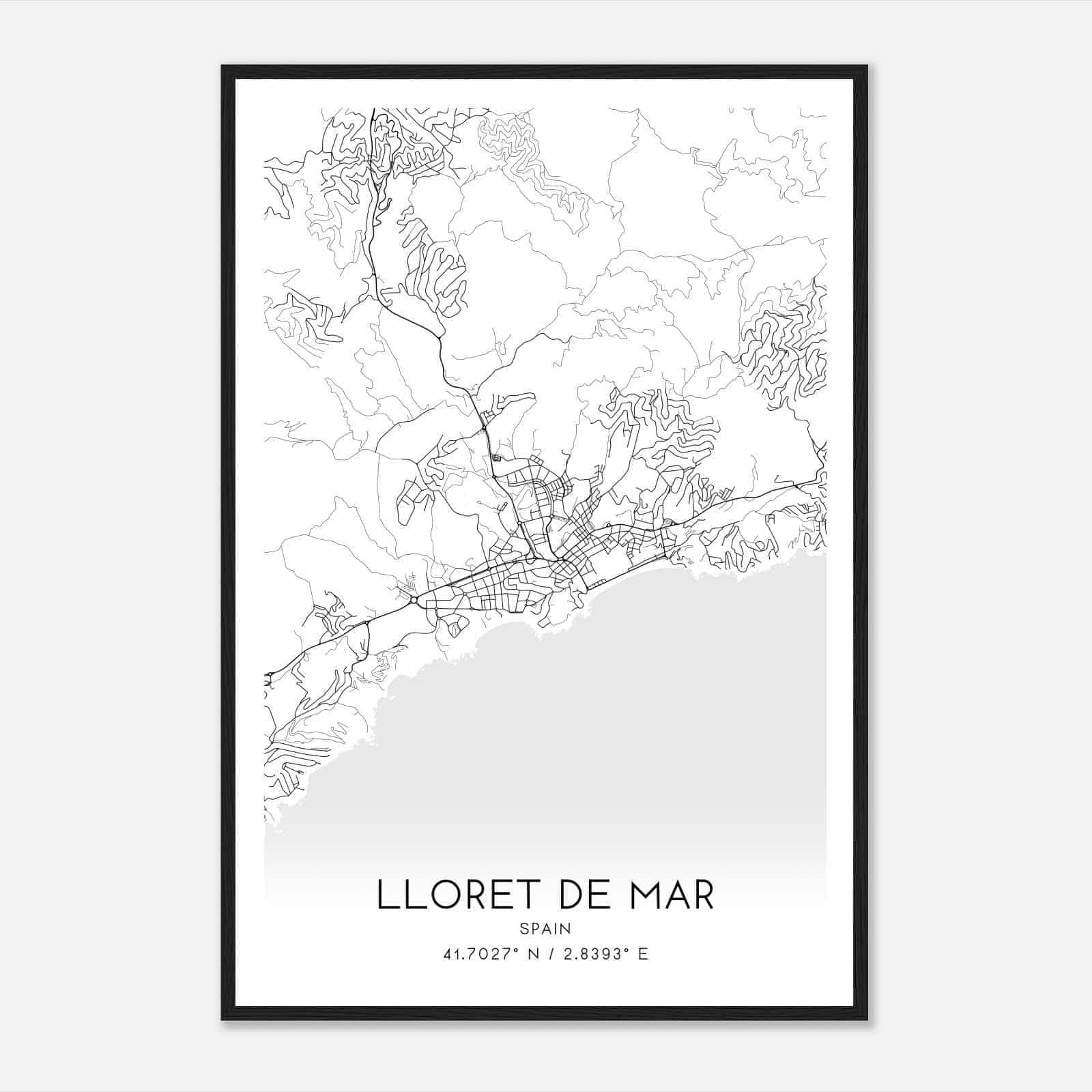 Lloret de Mar Spain Map Poster, Modern Home Decor Wall Art Print