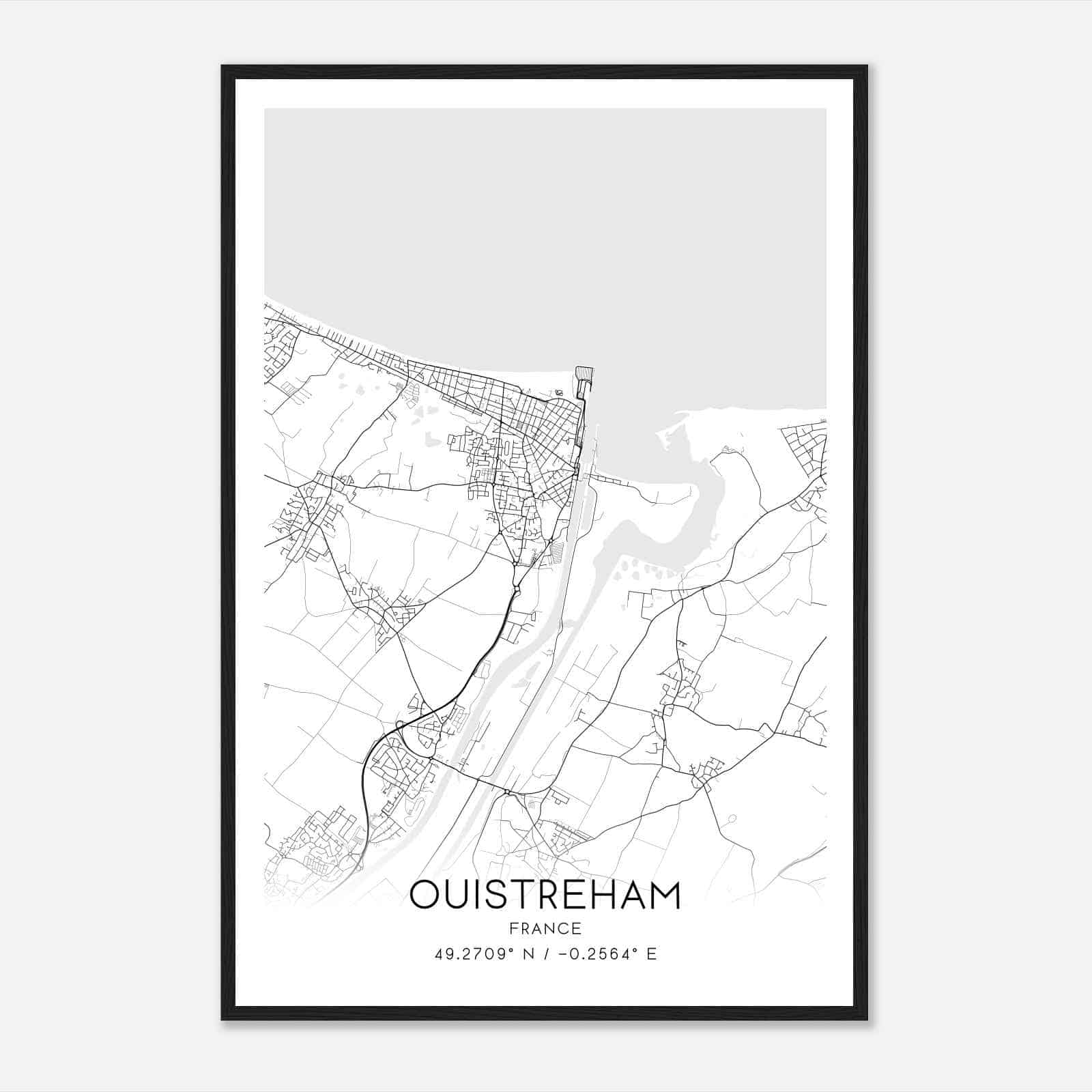 Ouistreham France Map Poster, Modern Home Decor Wall Art Print