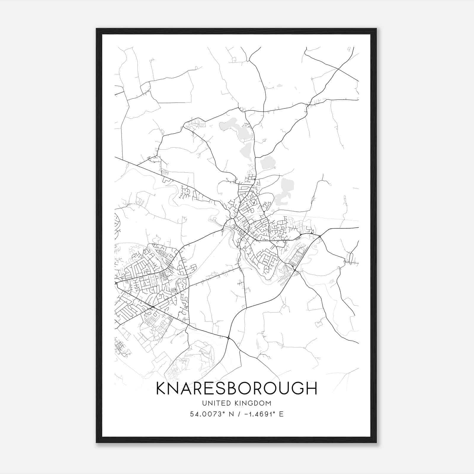 Knaresborough United Kingdom Map Poster, Modern Home Decor Wall Art Print