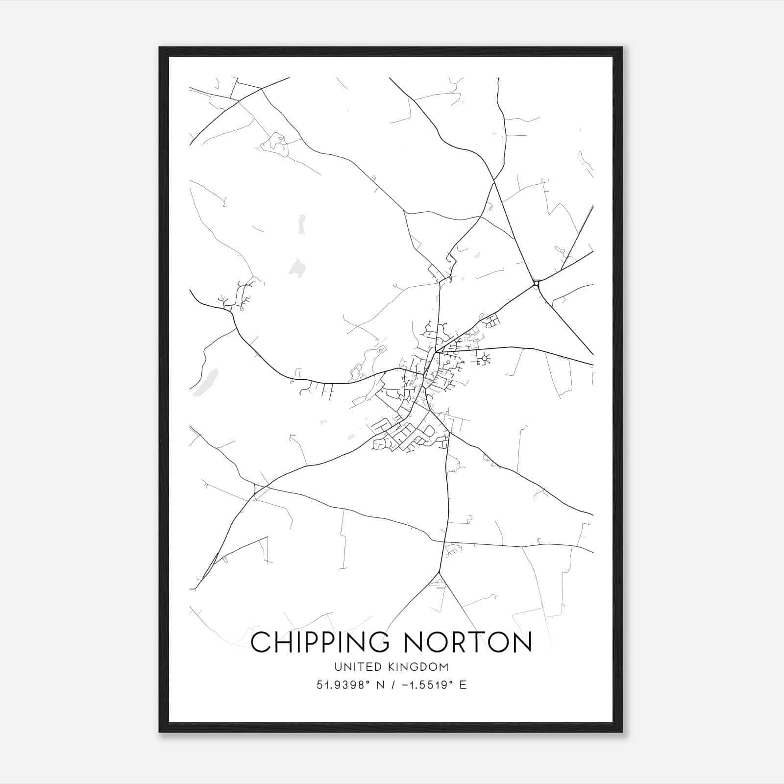 Chipping Norton United Kingdom Map Poster, Modern Home Decor Wall Art Print