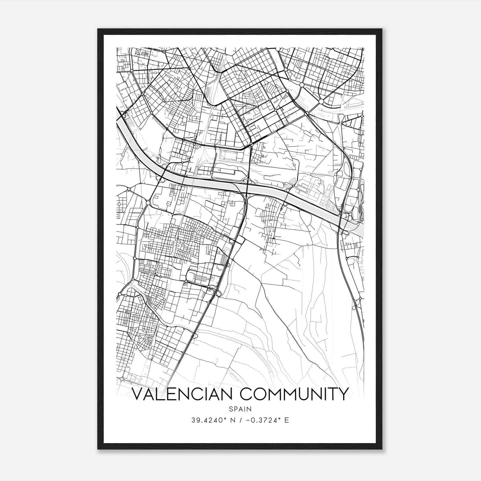 Sedavi Spain Map Poster, Modern Home Decor Wall Art Print