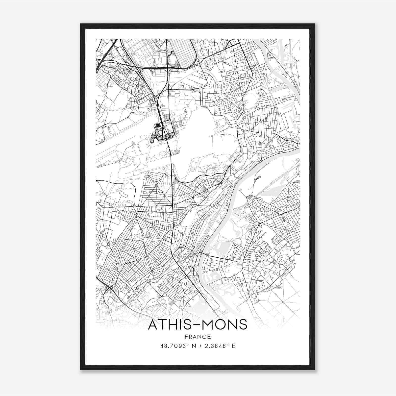 Athis-Mons France Map Poster, Modern Home Decor Wall Art Print