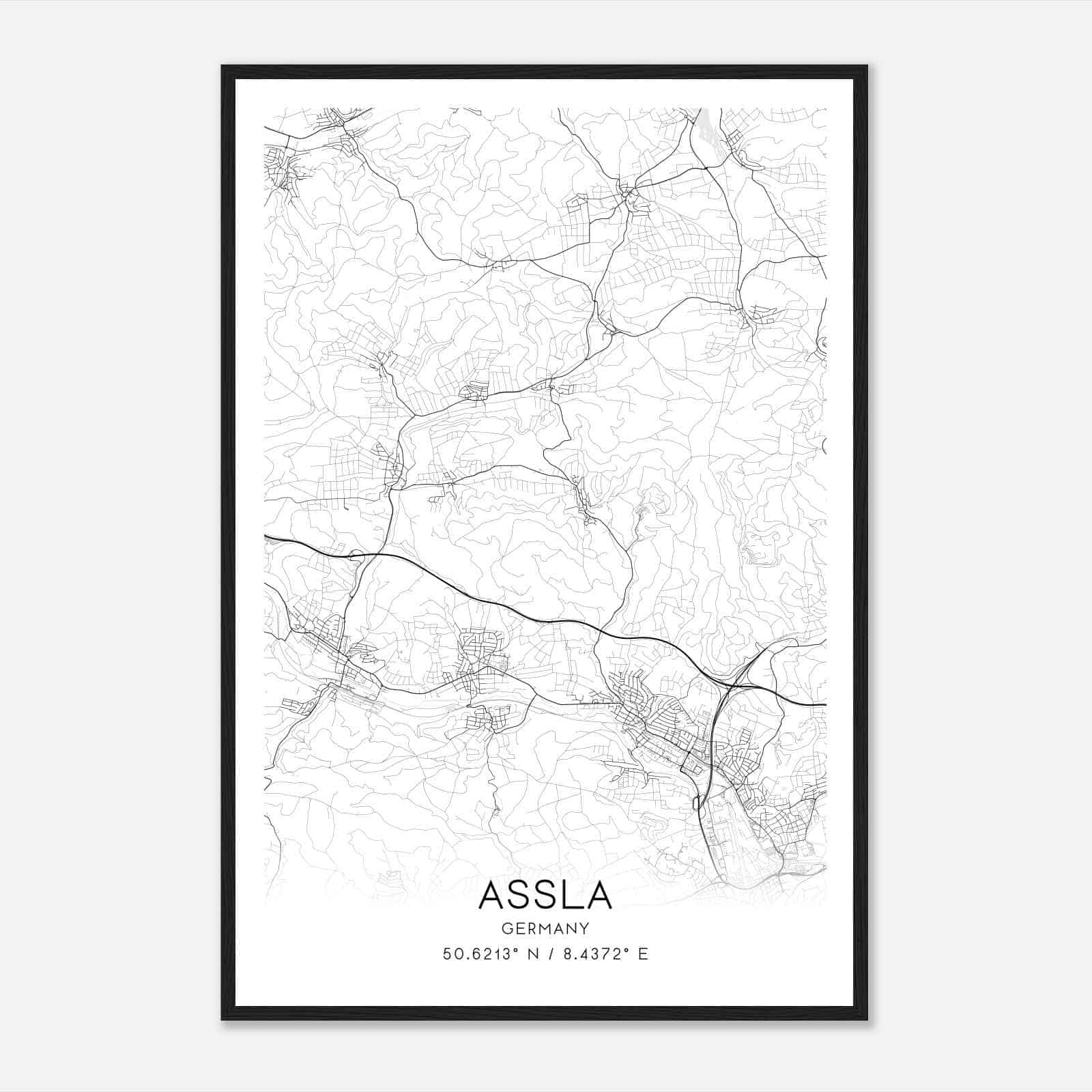 Asslar Germany Map Poster, Modern Home Decor Wall Art Print