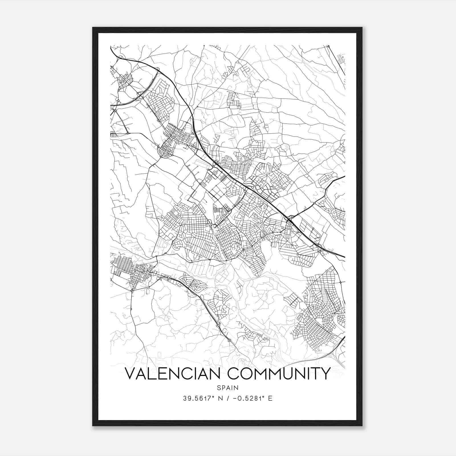 La Eliana Spain Map Poster, Modern Home Decor Wall Art Print