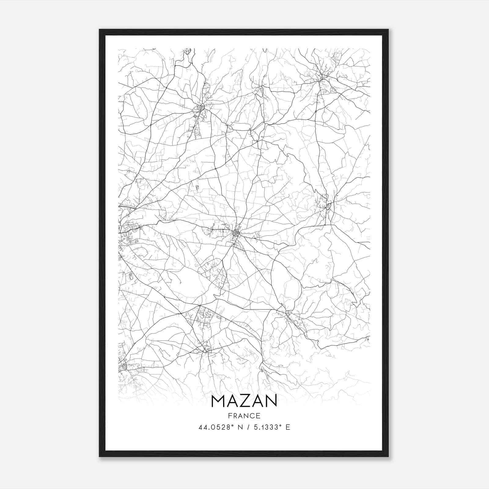 Mazan France Map Poster, Modern Home Decor Wall Art Print