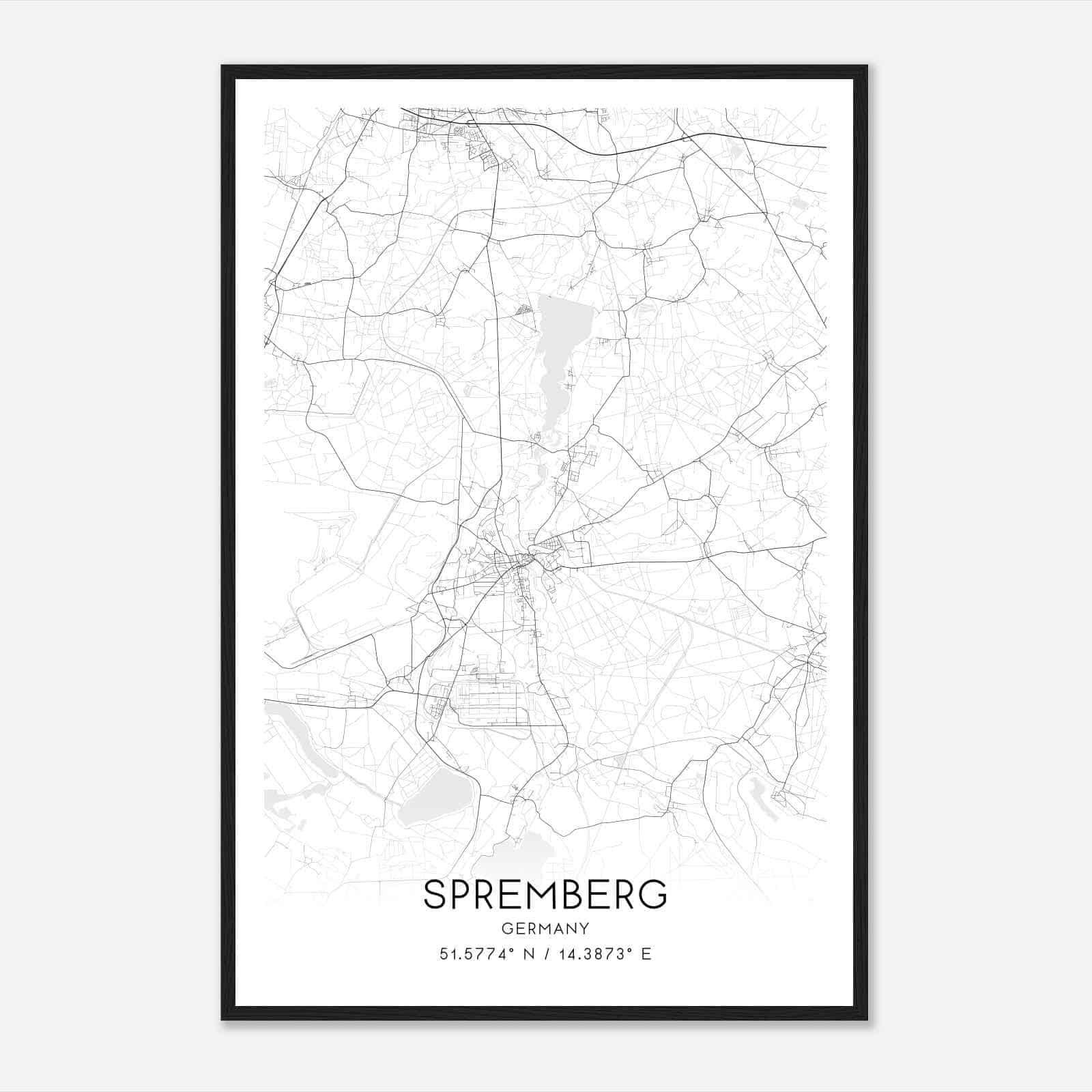 Spremberg Germany Map Poster, Modern Home Decor Wall Art Print