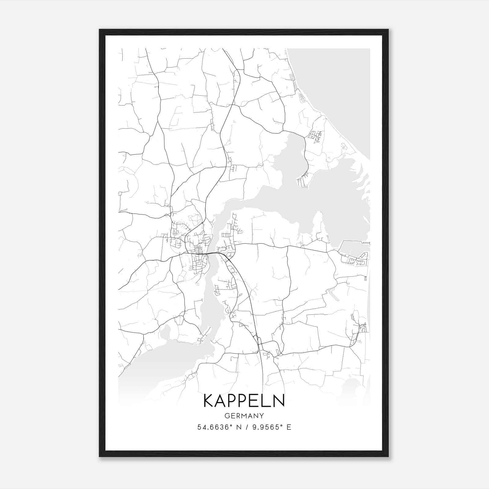 Kappeln Germany Map Poster, Modern Home Decor Wall Art Print