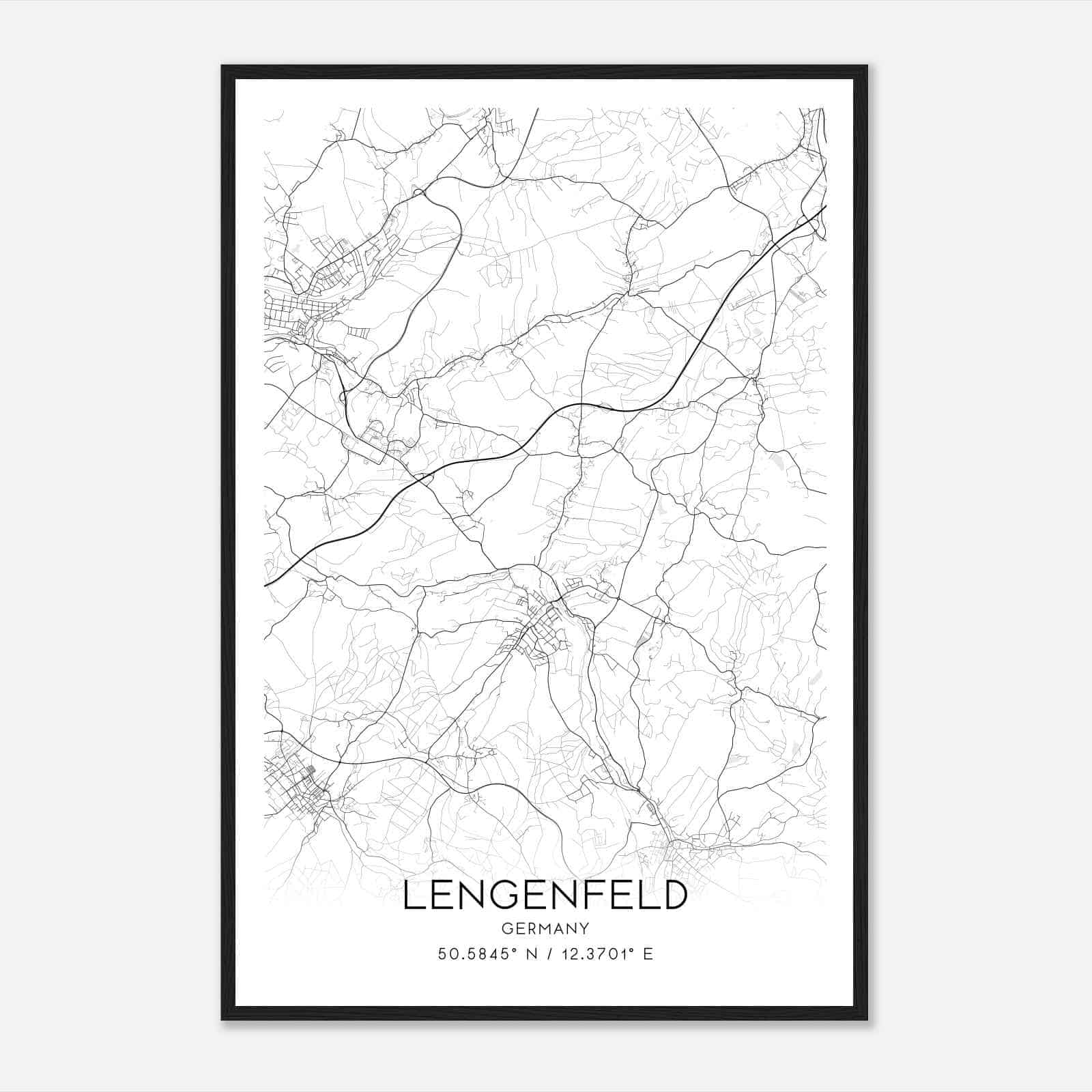 Lengenfeld Germany Map Poster, Modern Home Decor Wall Art Print