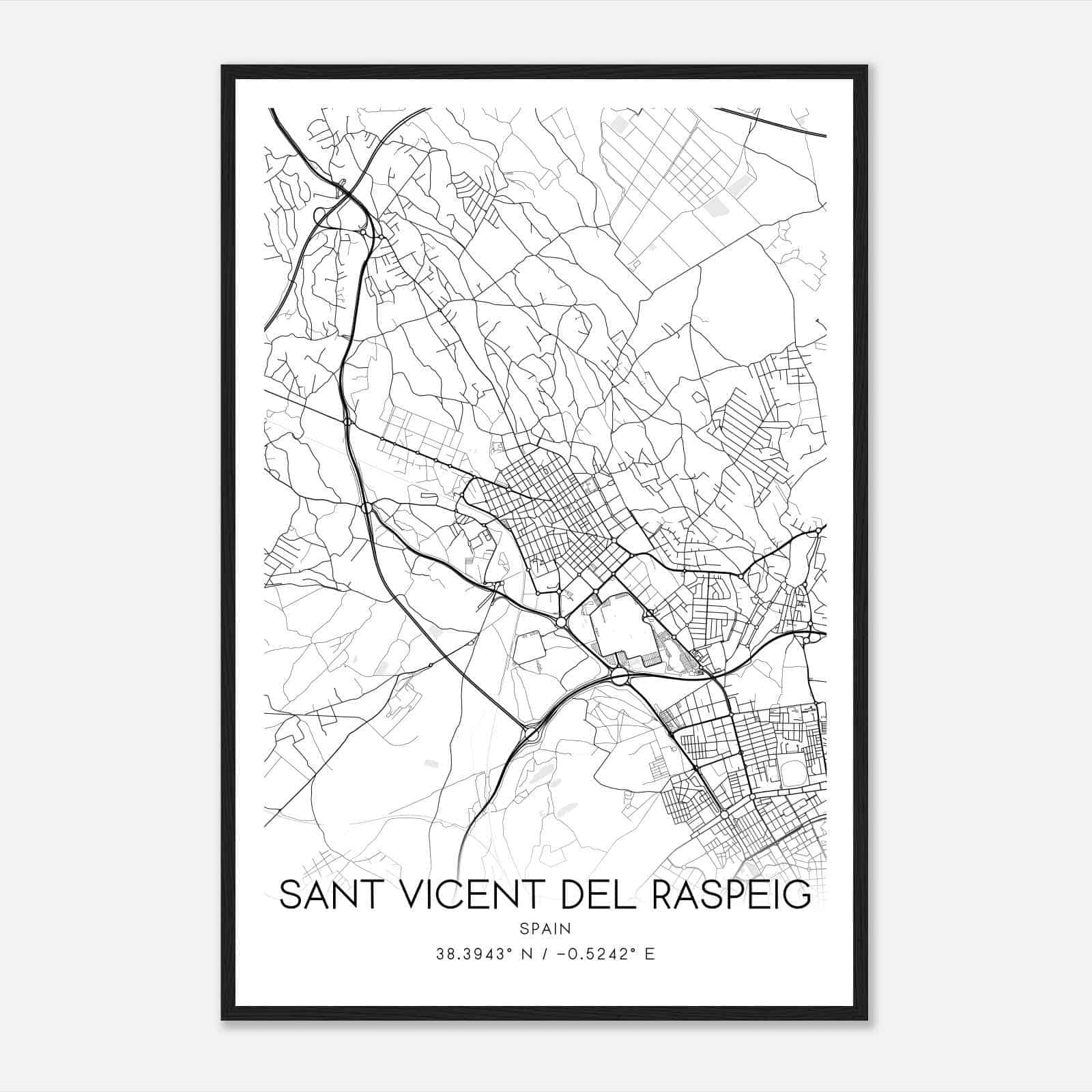 San Vicente del Raspeig Spain Map Poster, Modern Home Decor Wall Art Print