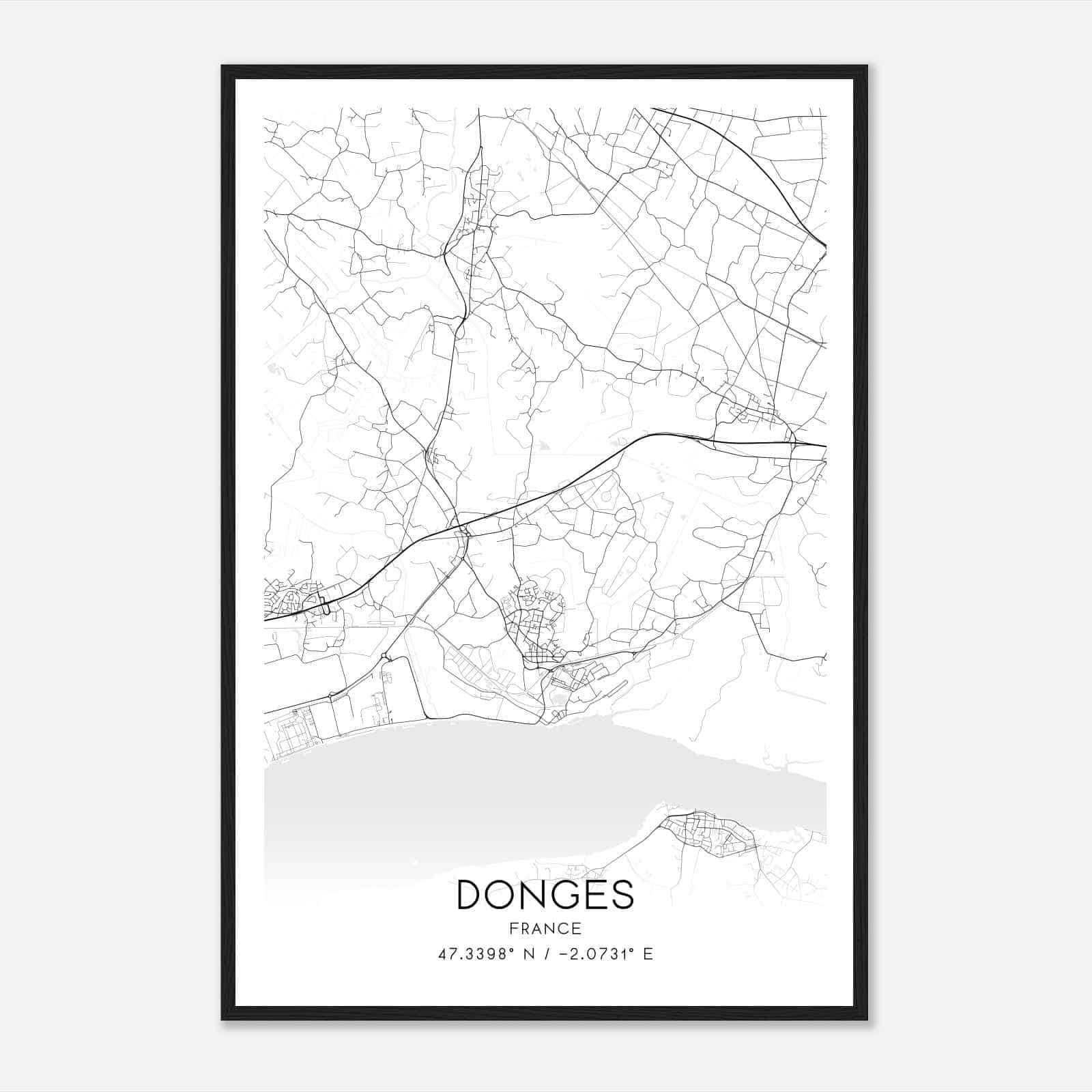 Donges France Map Poster, Modern Home Decor Wall Art Print