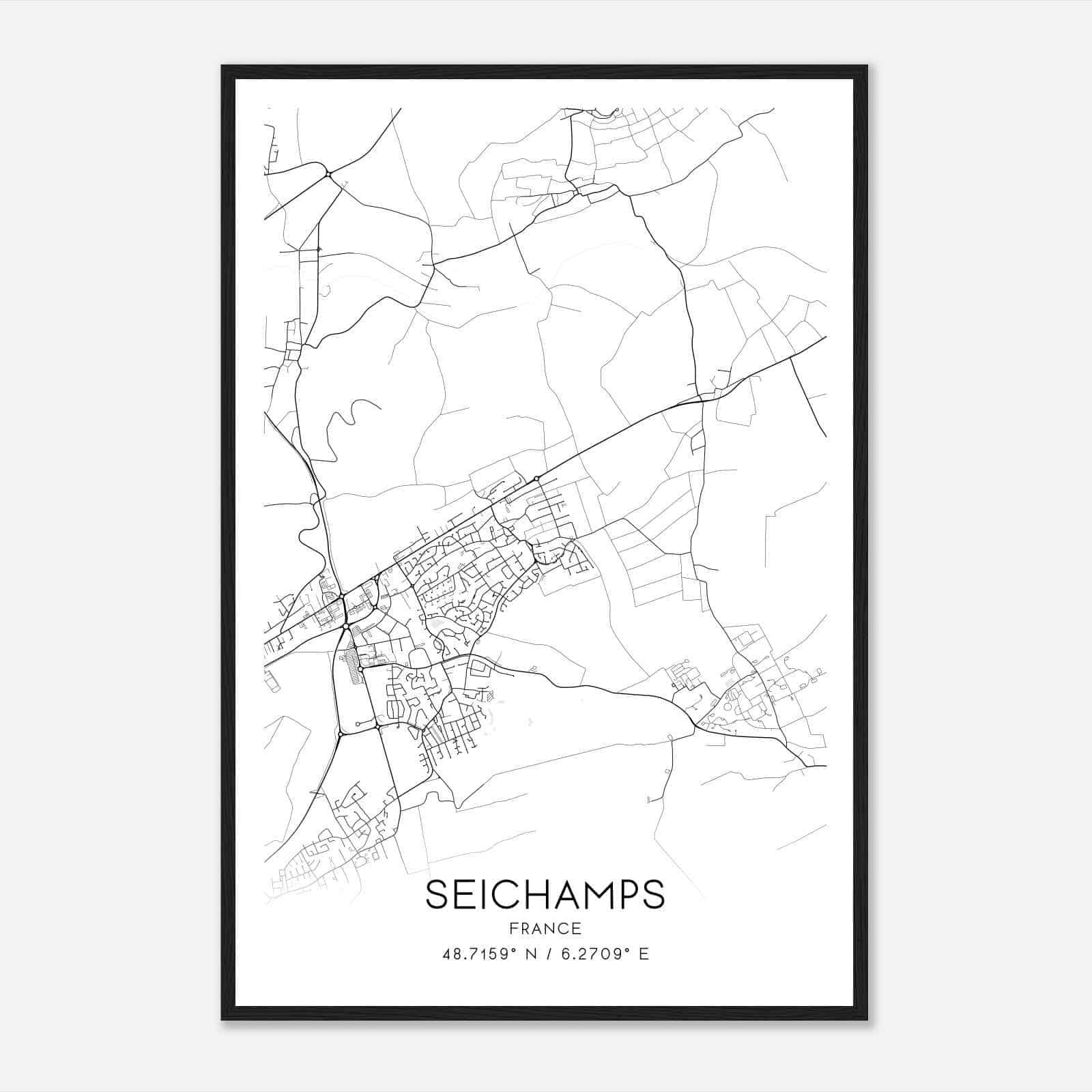 Seichamps France Map Poster, Modern Home Decor Wall Art Print
