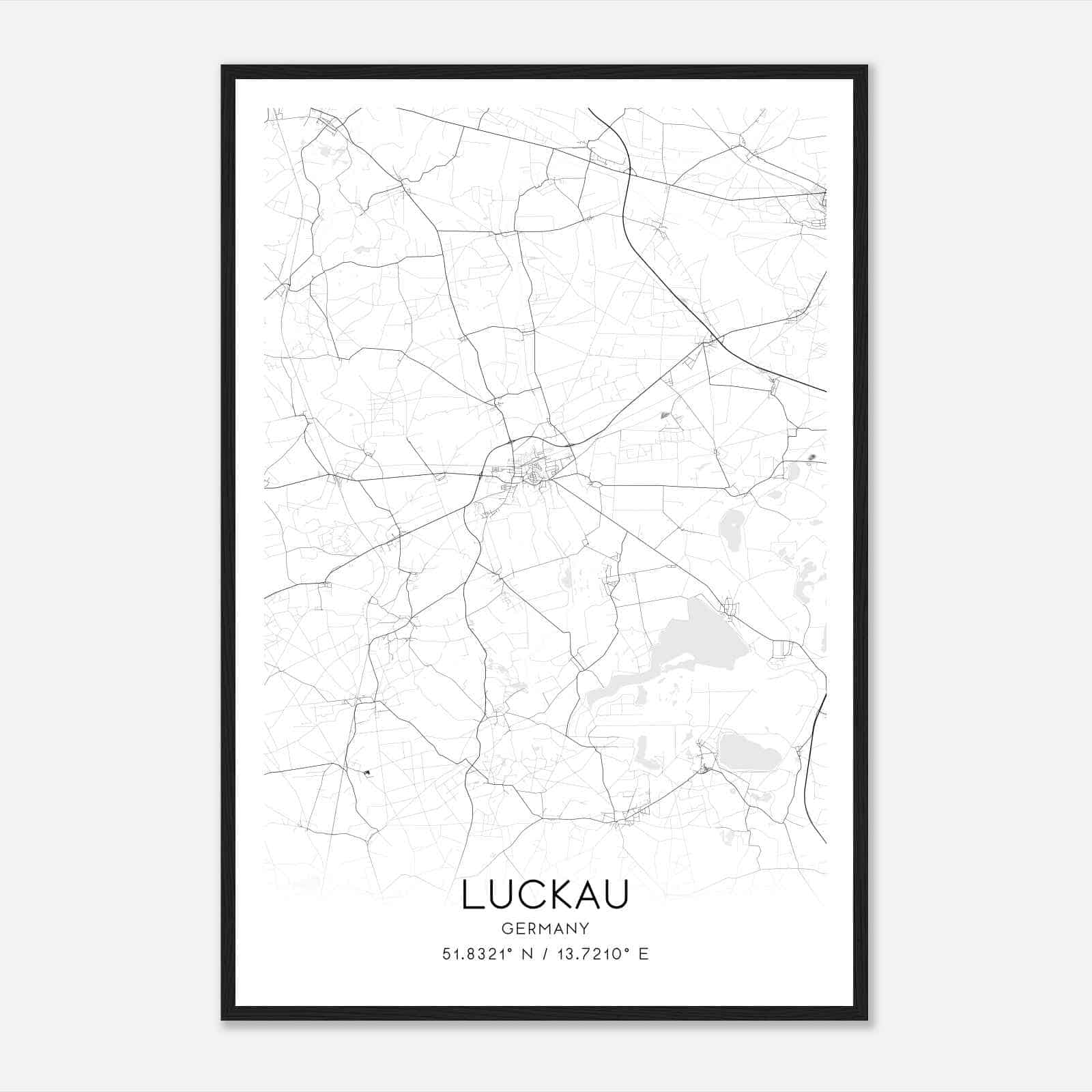 Luckau Germany Map Poster, Modern Home Decor Wall Art Print