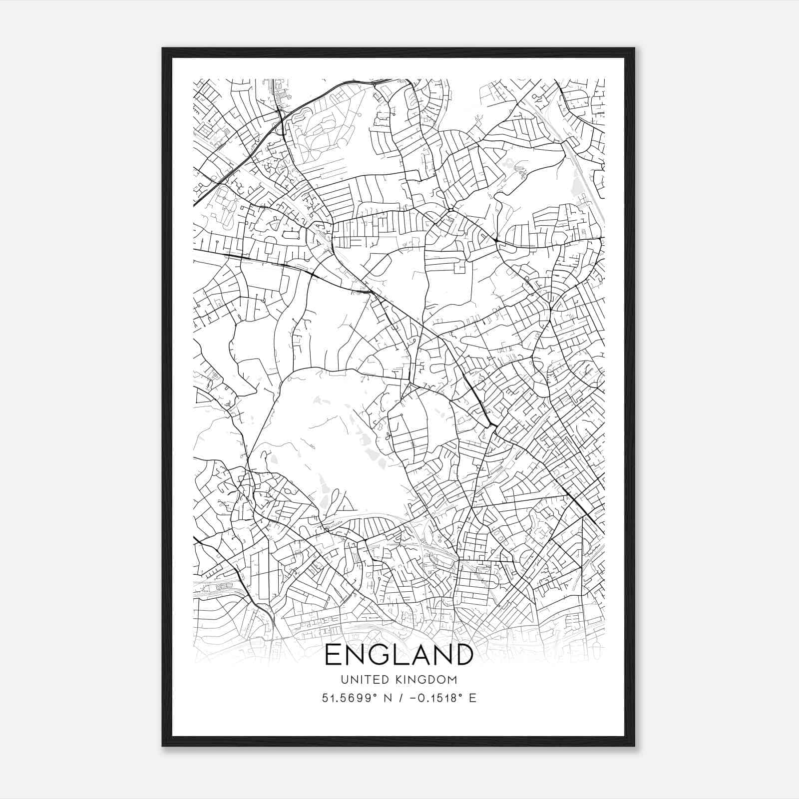 Highgate United Kingdom Map Poster, Modern Home Decor Wall Art Print