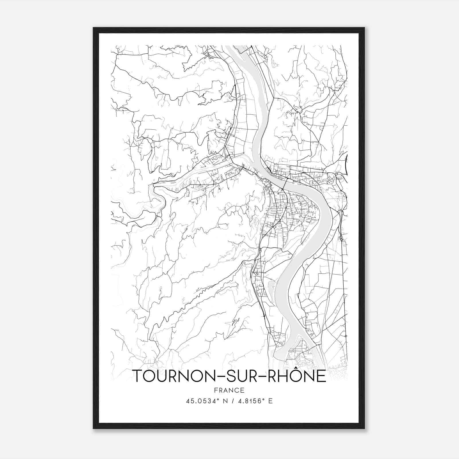 Tournon-sur-Rhone France Map Poster, Modern Home Decor Wall Art Print