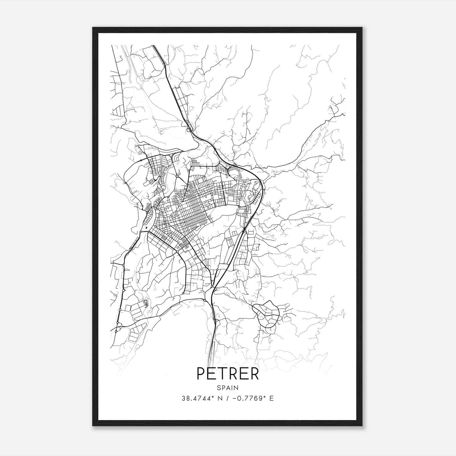 Petrel Spain Map Poster, Modern Home Decor Wall Art Print