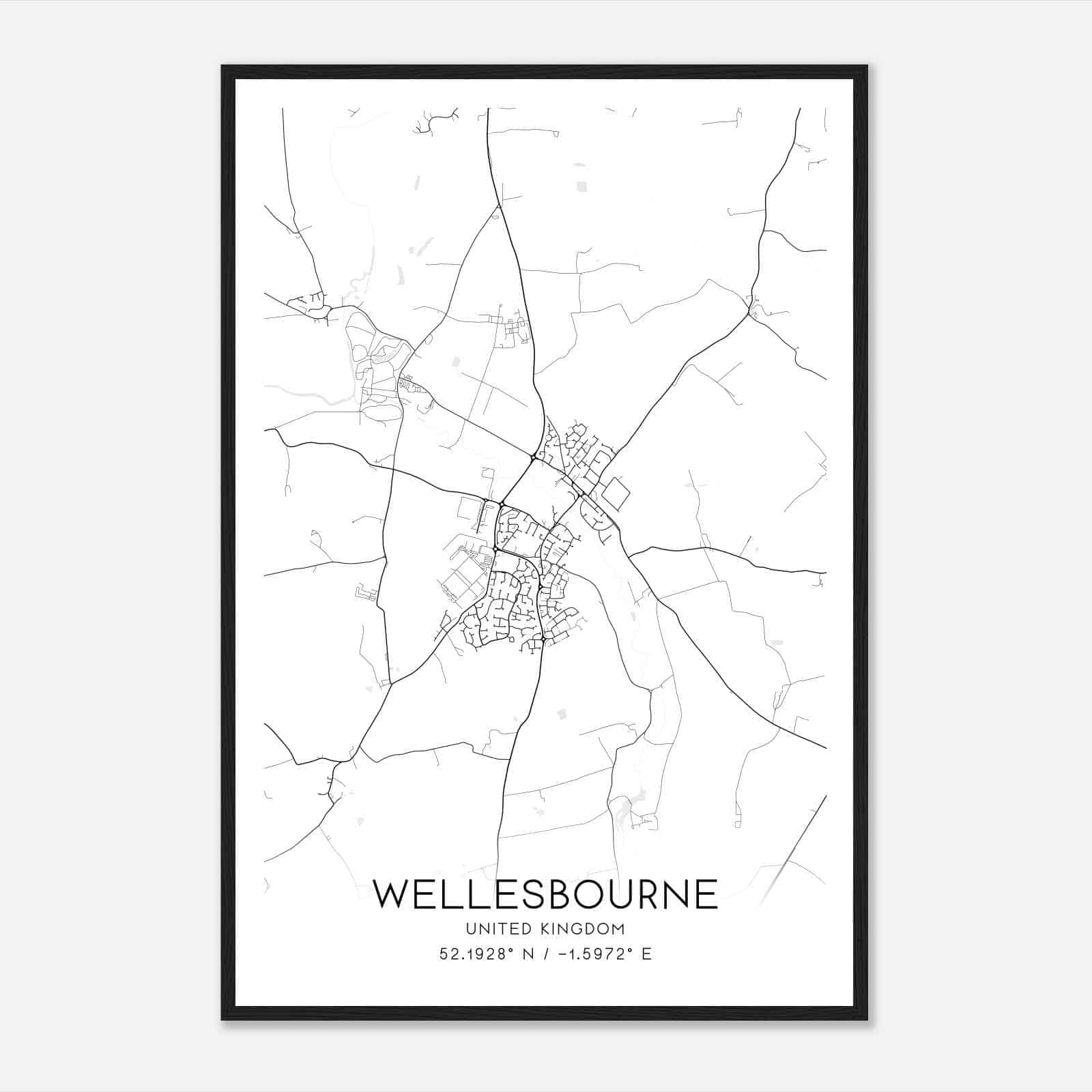 Wellesbourne Hastings United Kingdom Map Poster, Modern Home Decor Wall Art Print