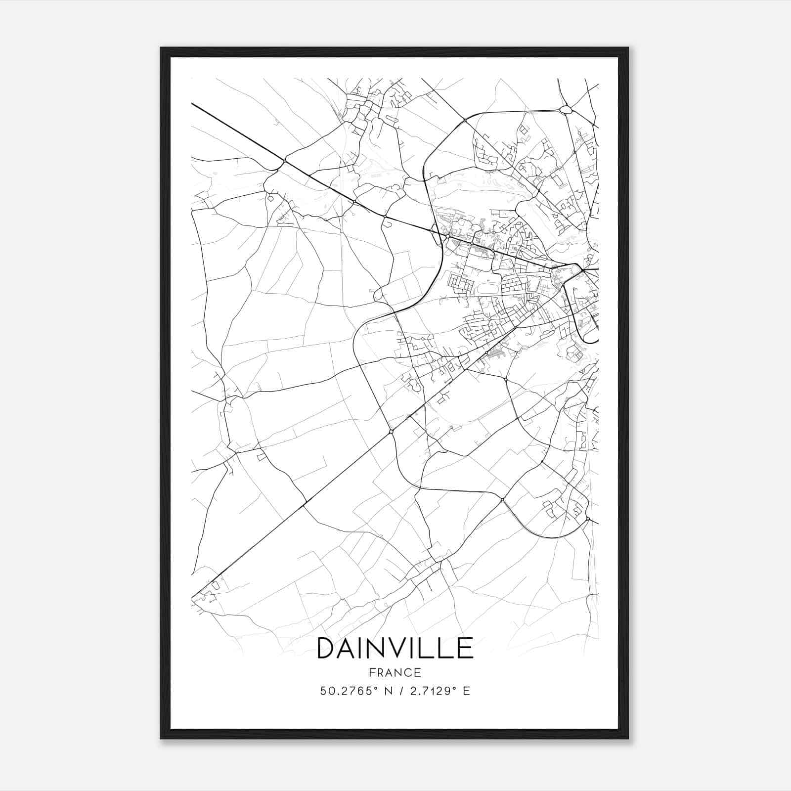 Dainville France Map Poster, Modern Home Decor Wall Art Print