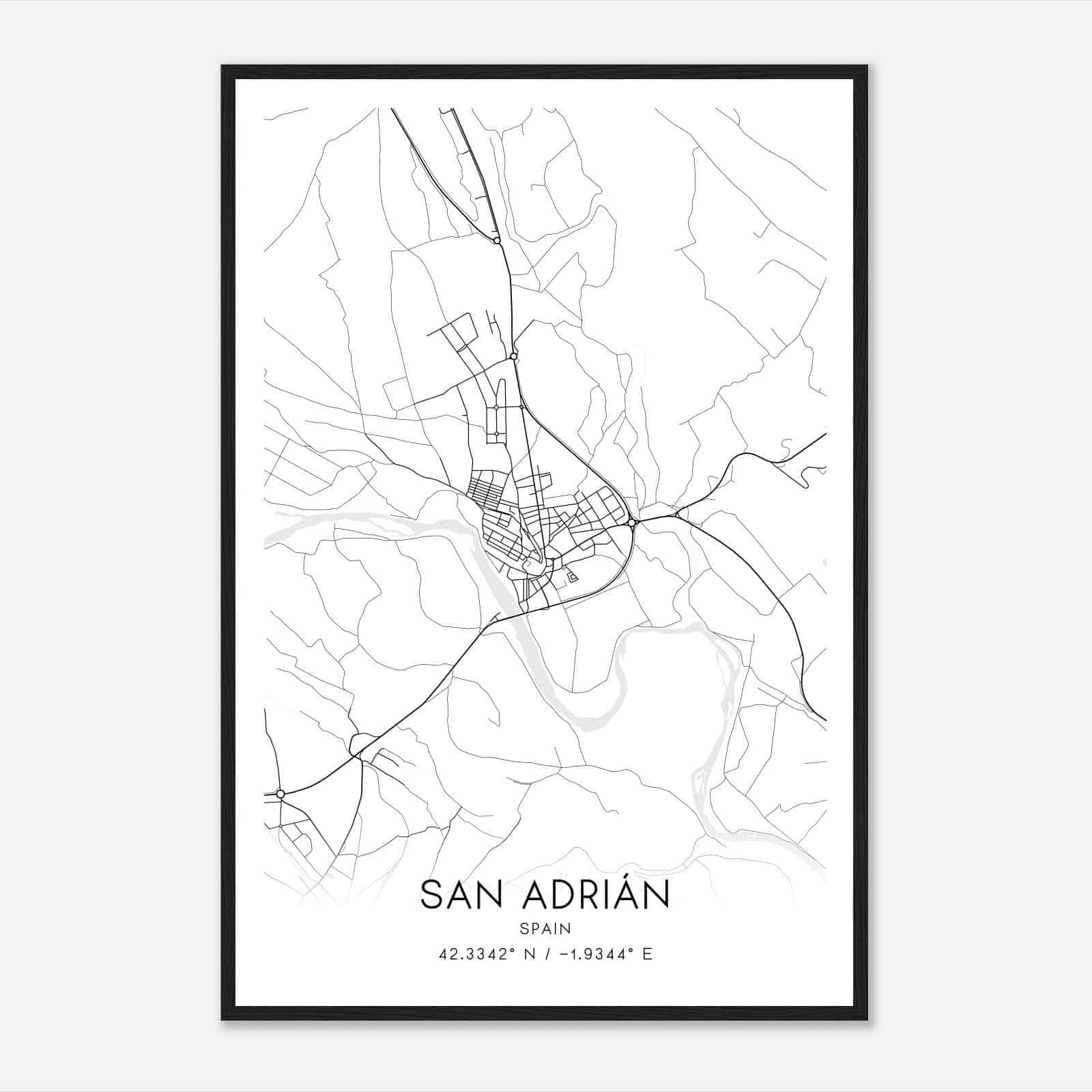 San Adrian Spain Map Poster, Modern Home Decor Wall Art Print
