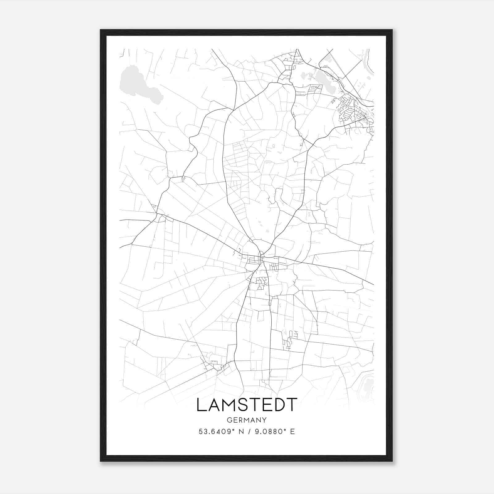 Lahstedt Germany Map Poster, Modern Home Decor Wall Art Print