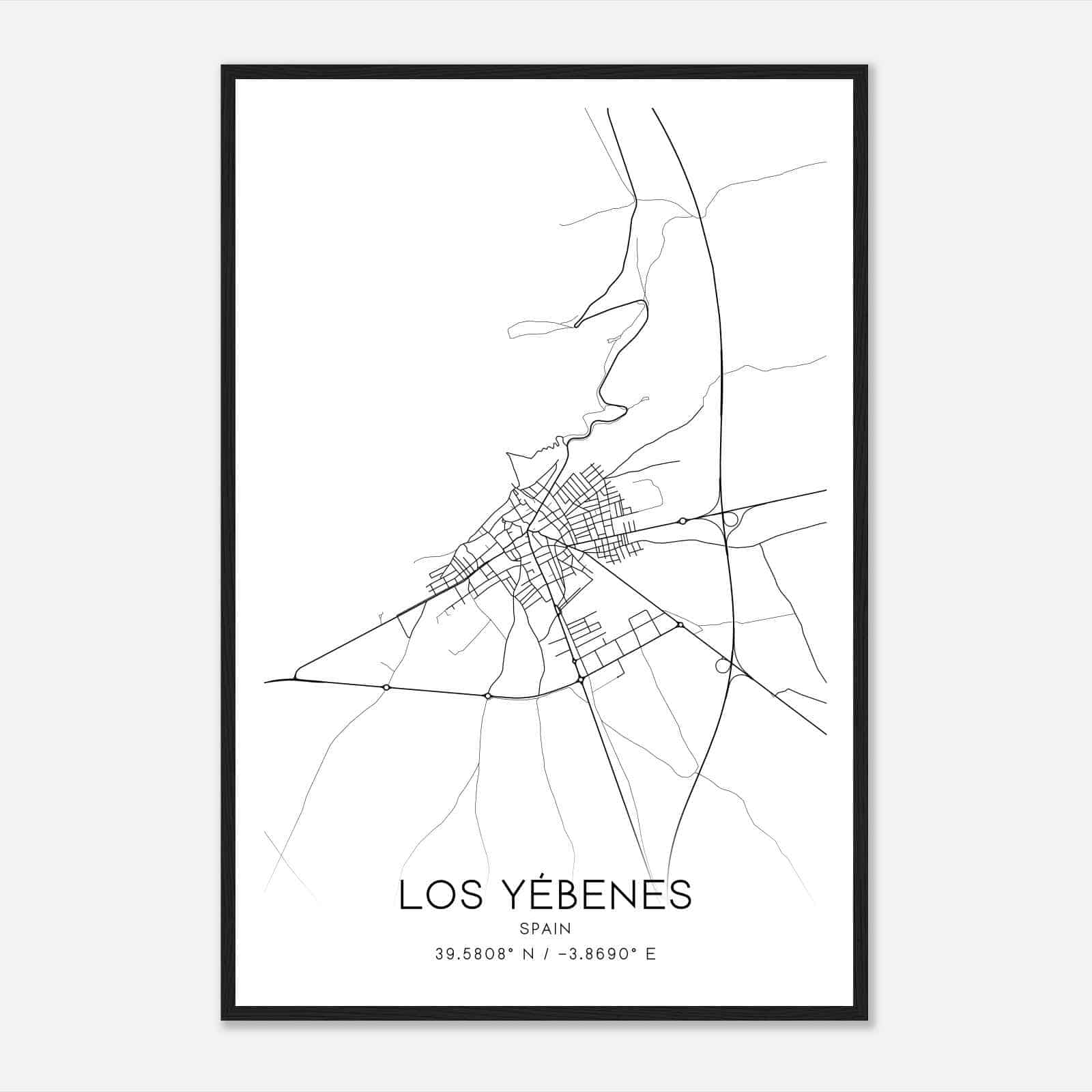 Los Yebenes Spain Map Poster, Modern Home Decor Wall Art Print