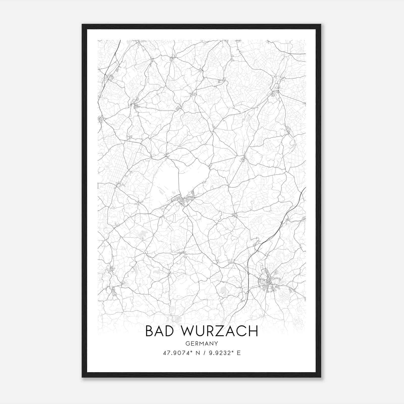 Bad Wurzach Germany Map Poster, Modern Home Decor Wall Art Print