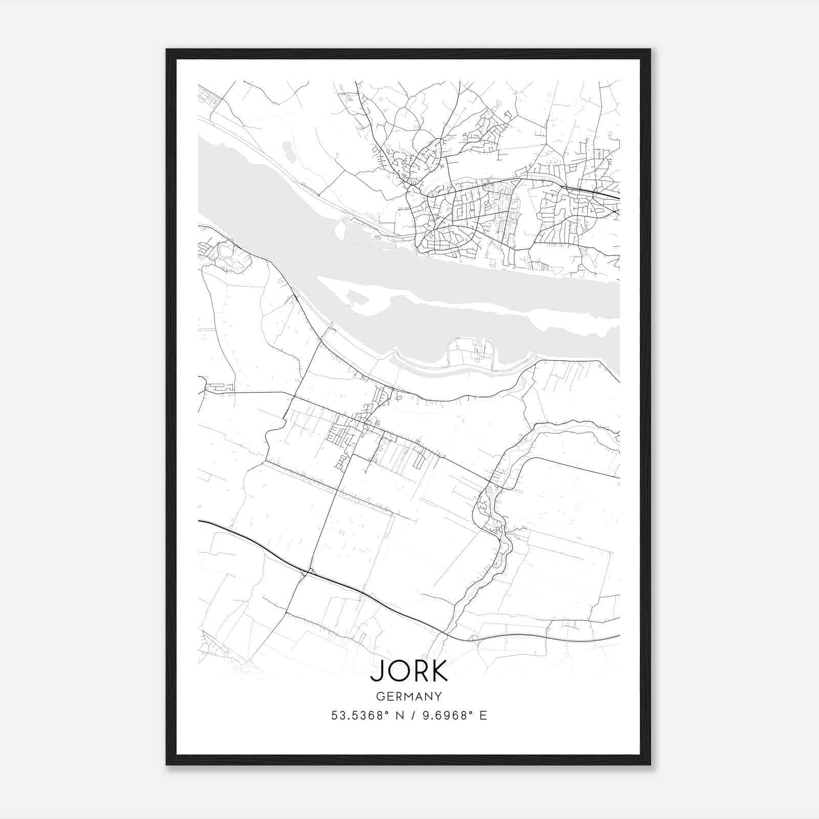 Jork Germany Map Poster, Modern Home Decor Wall Art Print