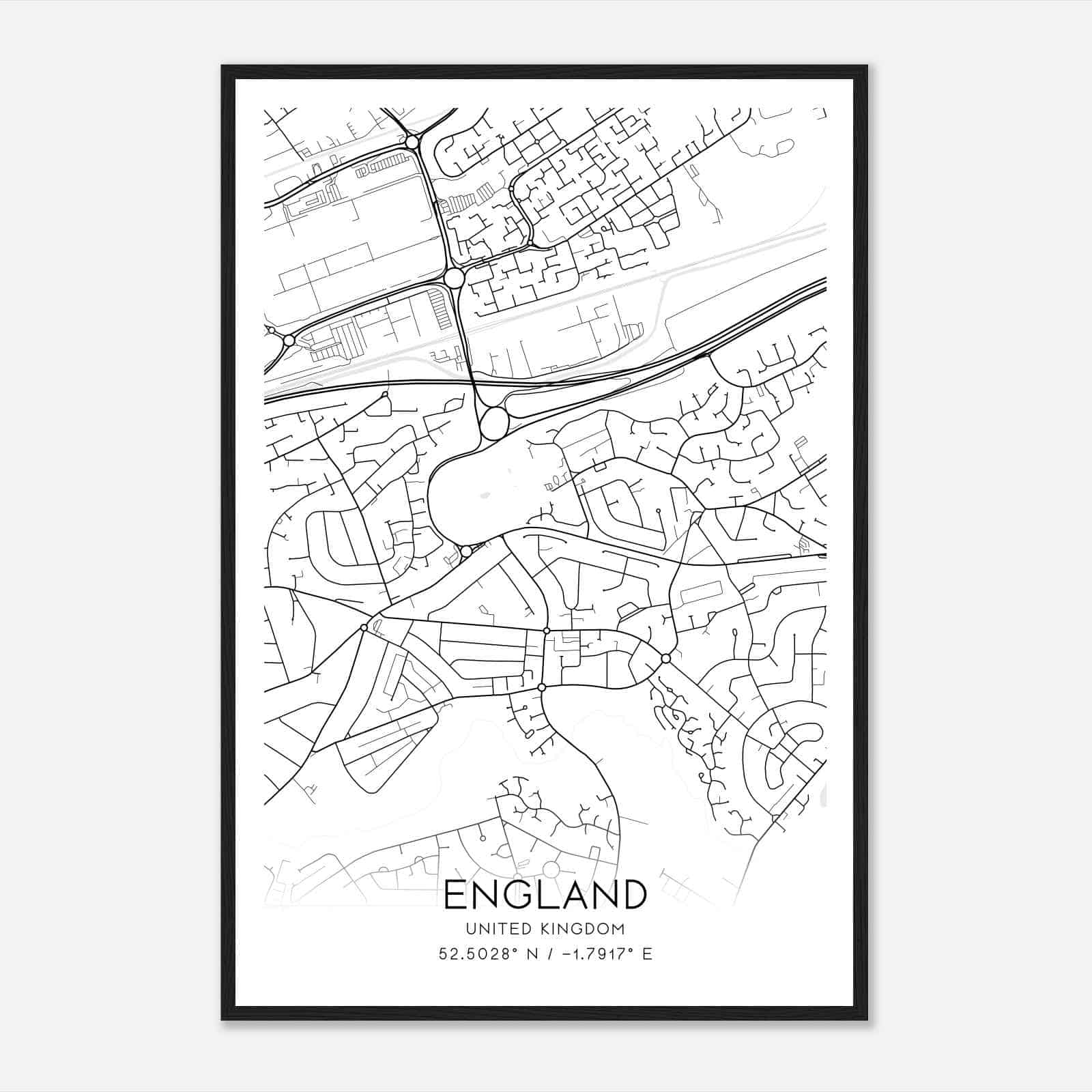 Castle Bromwich United Kingdom Map Poster, Modern Home Decor Wall Art Print