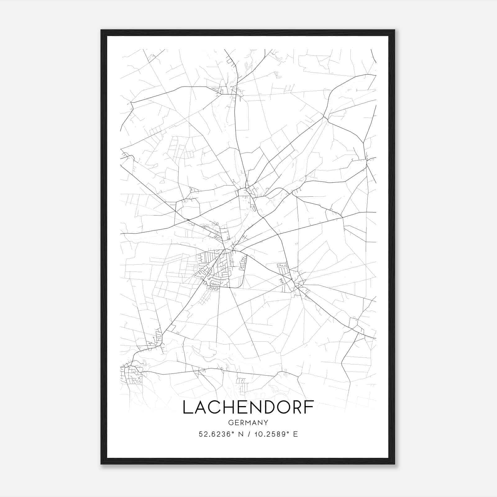 Lachendorf Germany Map Poster, Modern Home Decor Wall Art Print