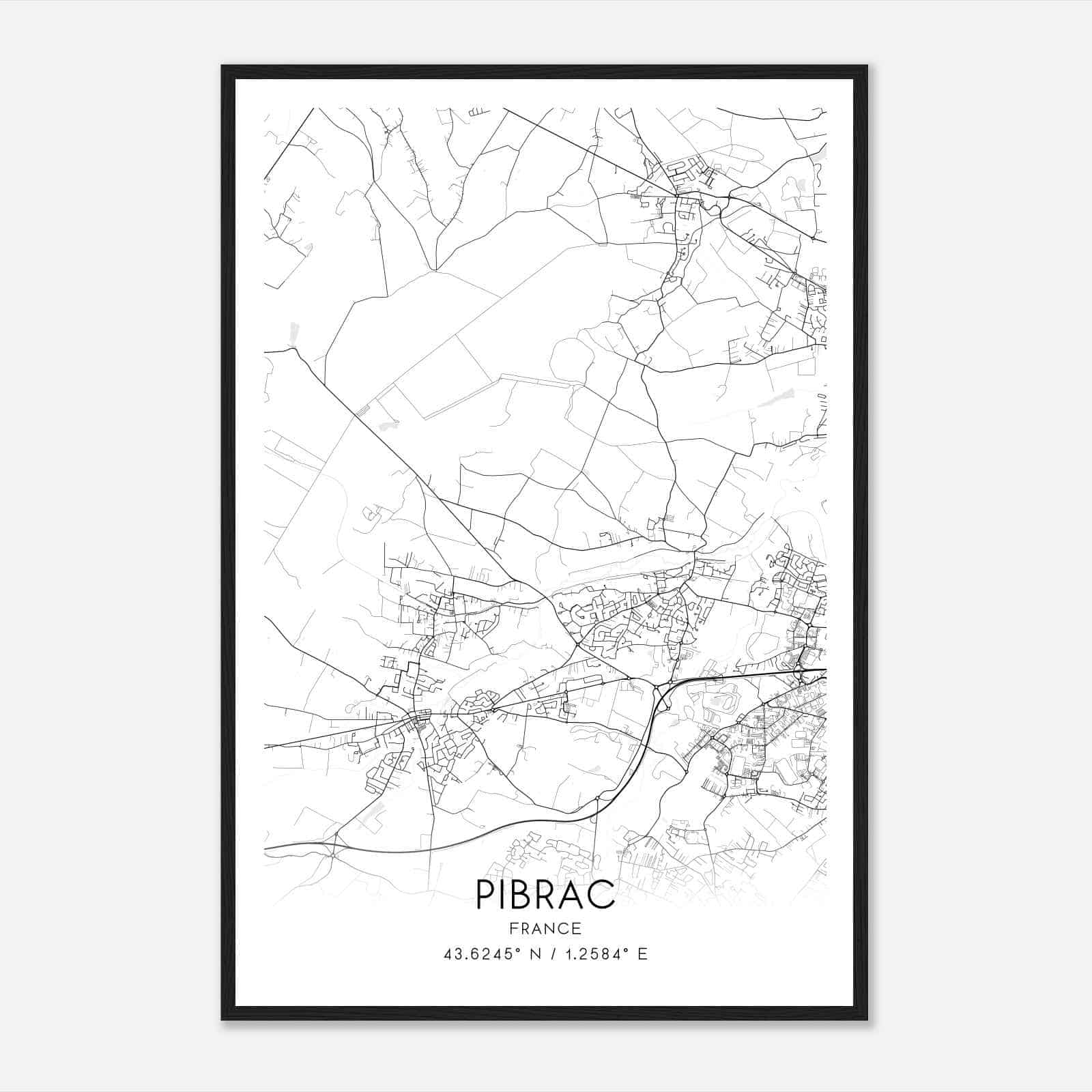 Pibrac France Map Poster, Modern Home Decor Wall Art Print