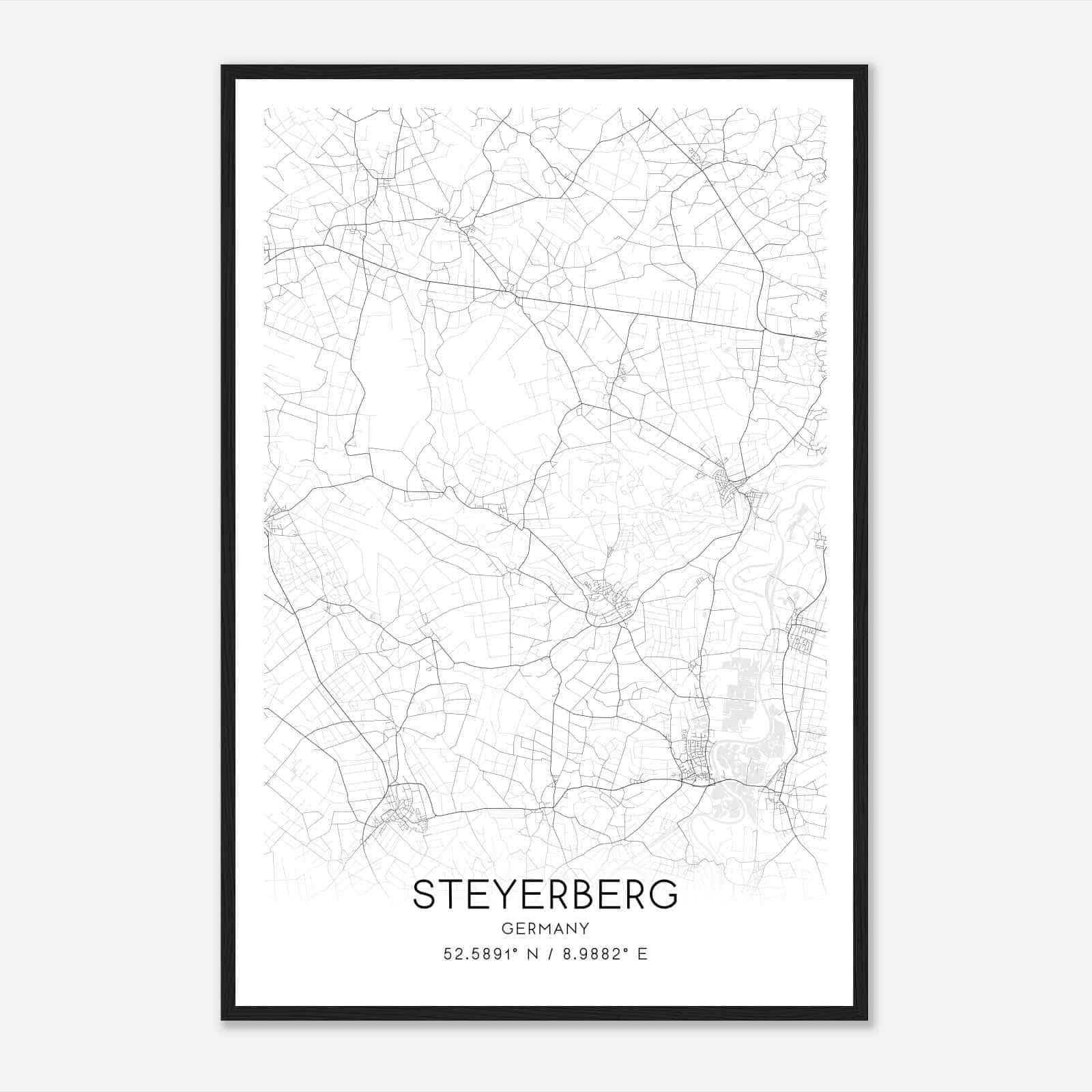Steyerberg Germany Map Poster, Modern Home Decor Wall Art Print