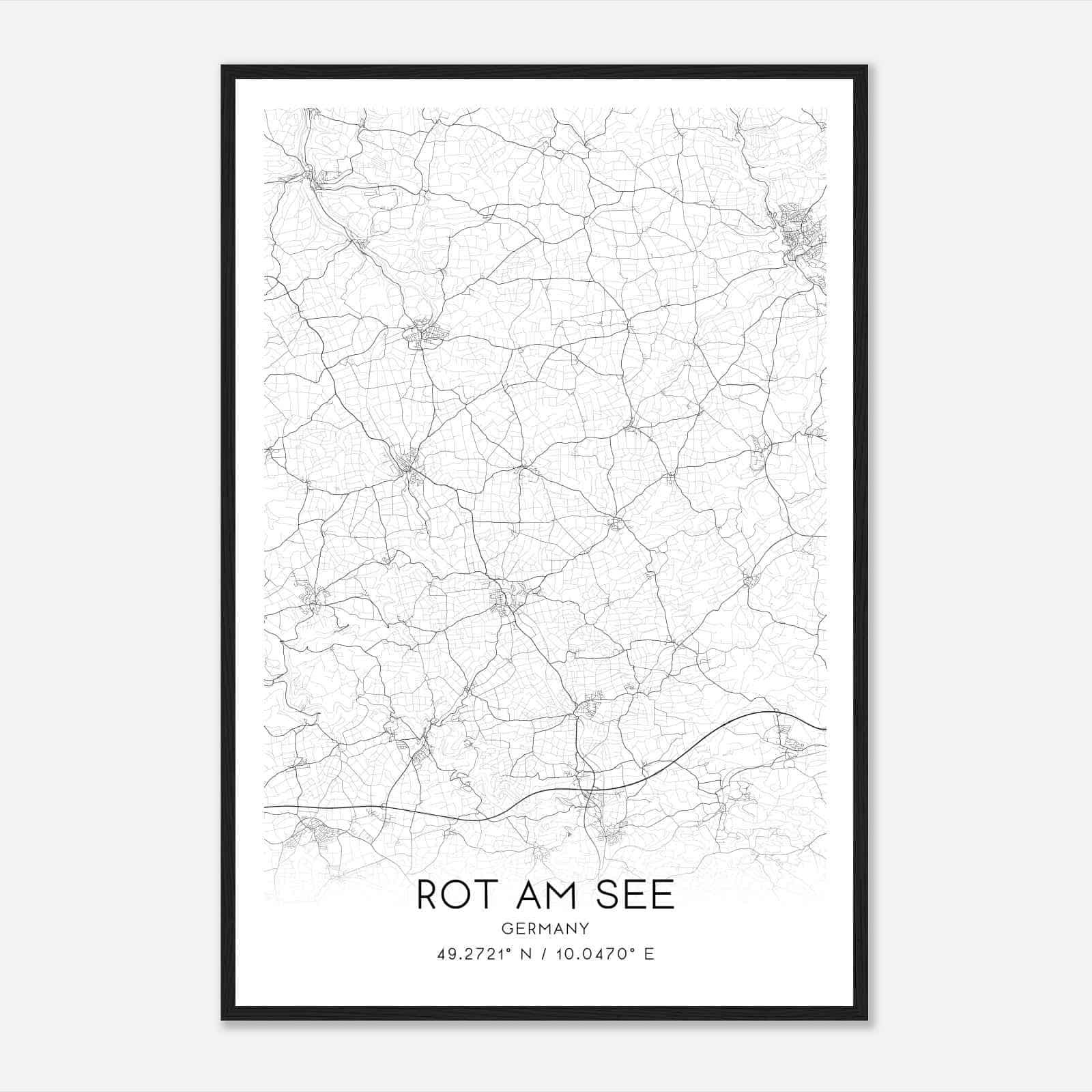 Rot am See Germany Map Poster, Modern Home Decor Wall Art Print