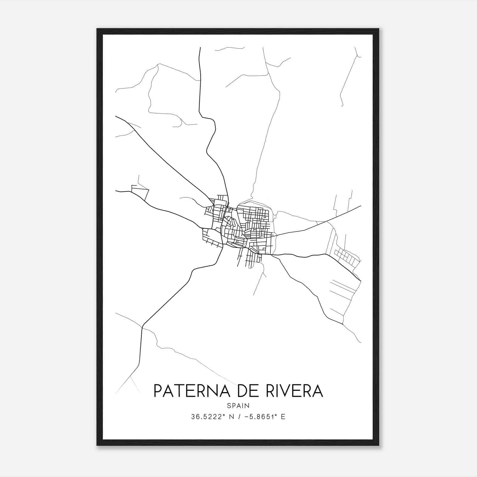 Paterna de Rivera Spain Map Poster, Modern Home Decor Wall Art Print