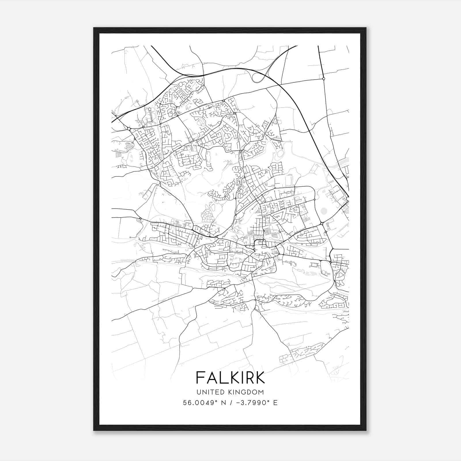 Falkirk United Kingdom Map Poster, Modern Home Decor Wall Art Print