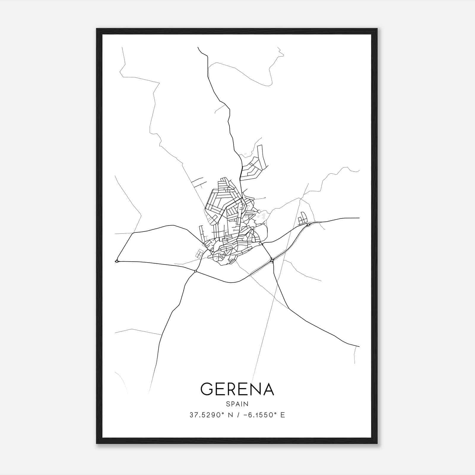 Gerena Spain Map Poster, Modern Home Decor Wall Art Print