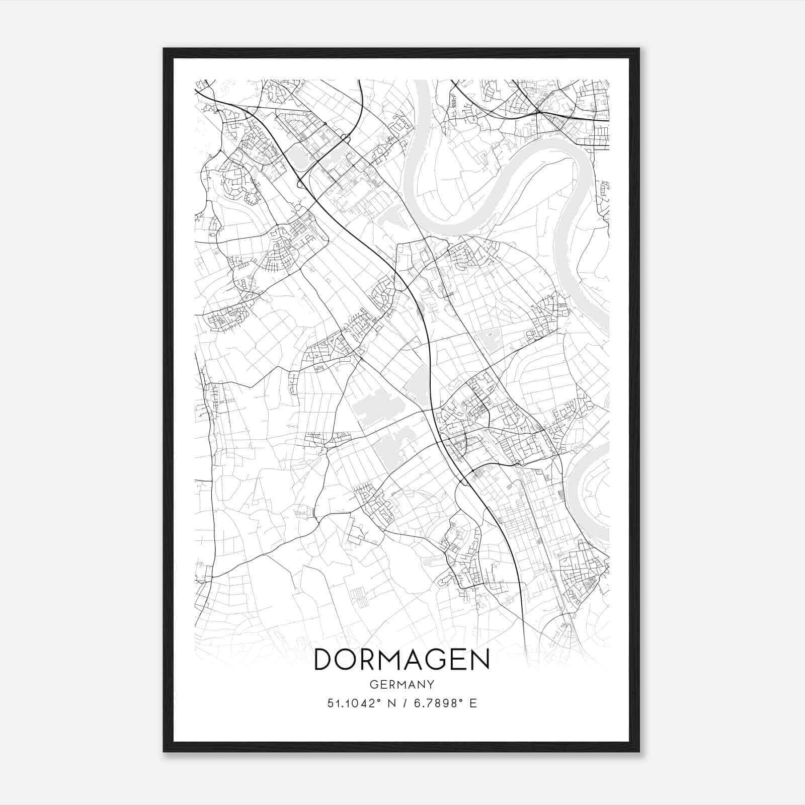 Dormagen Germany Map Poster, Modern Home Decor Wall Art Print