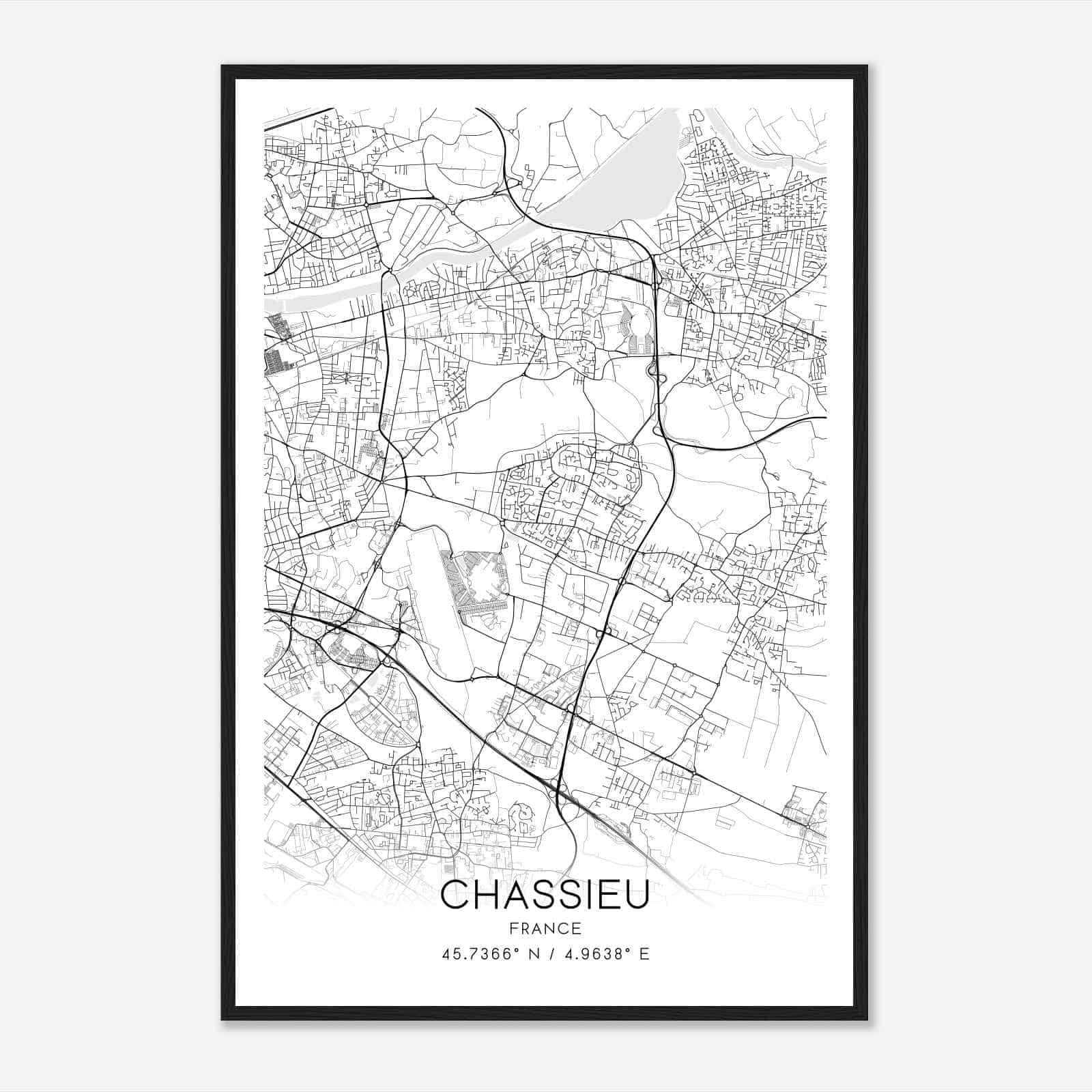 Chassieu France Map Poster, Modern Home Decor Wall Art Print