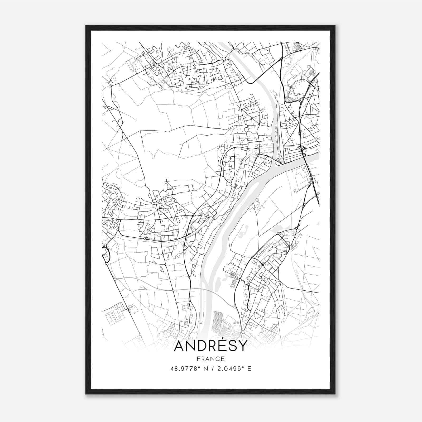 Andresy France Map Poster, Modern Home Decor Wall Art Print