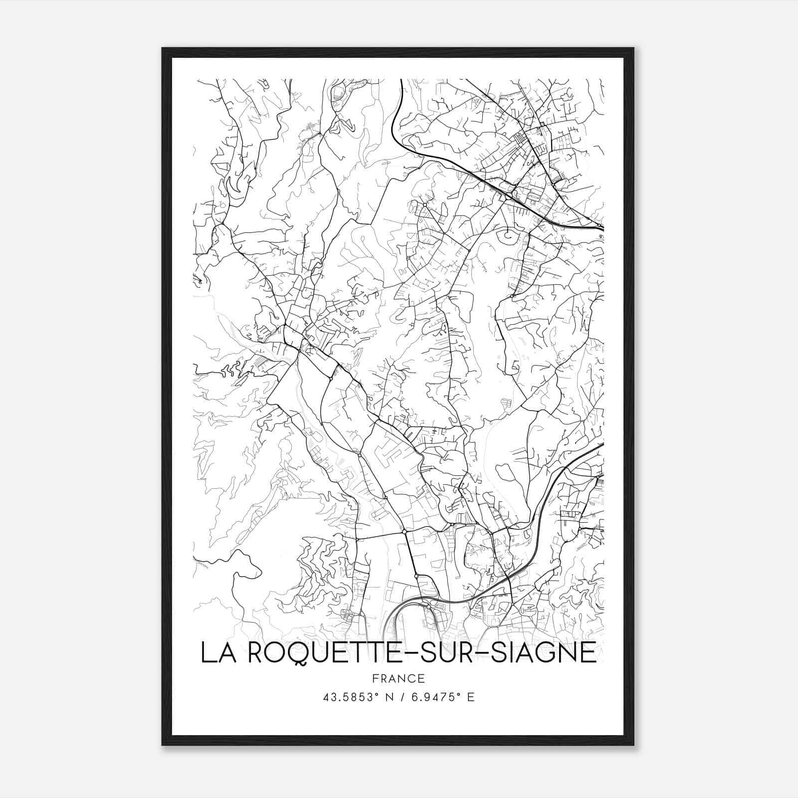 La Roquette-sur-Siagne France Map Poster, Modern Home Decor Wall Art Print
