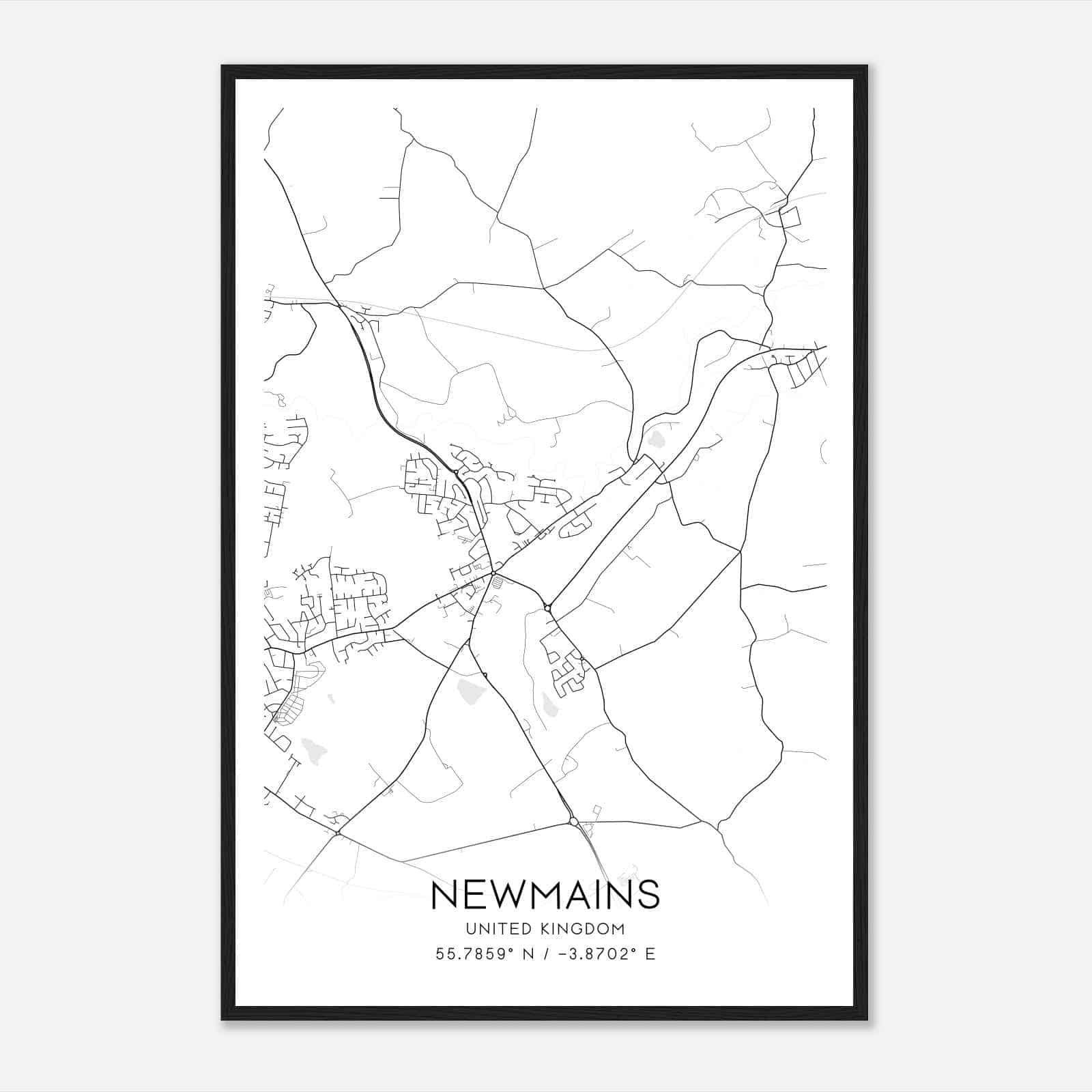 Newmains United Kingdom Map Poster, Modern Home Decor Wall Art Print