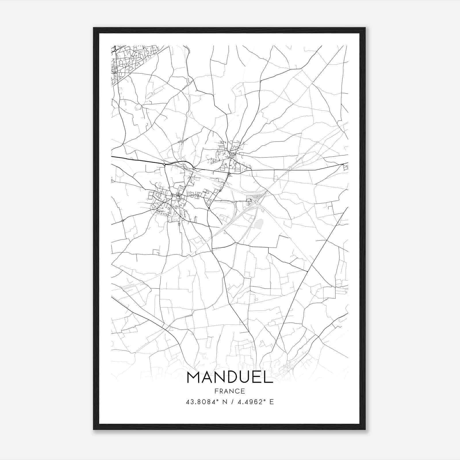 Manduel France Map Poster, Modern Home Decor Wall Art Print