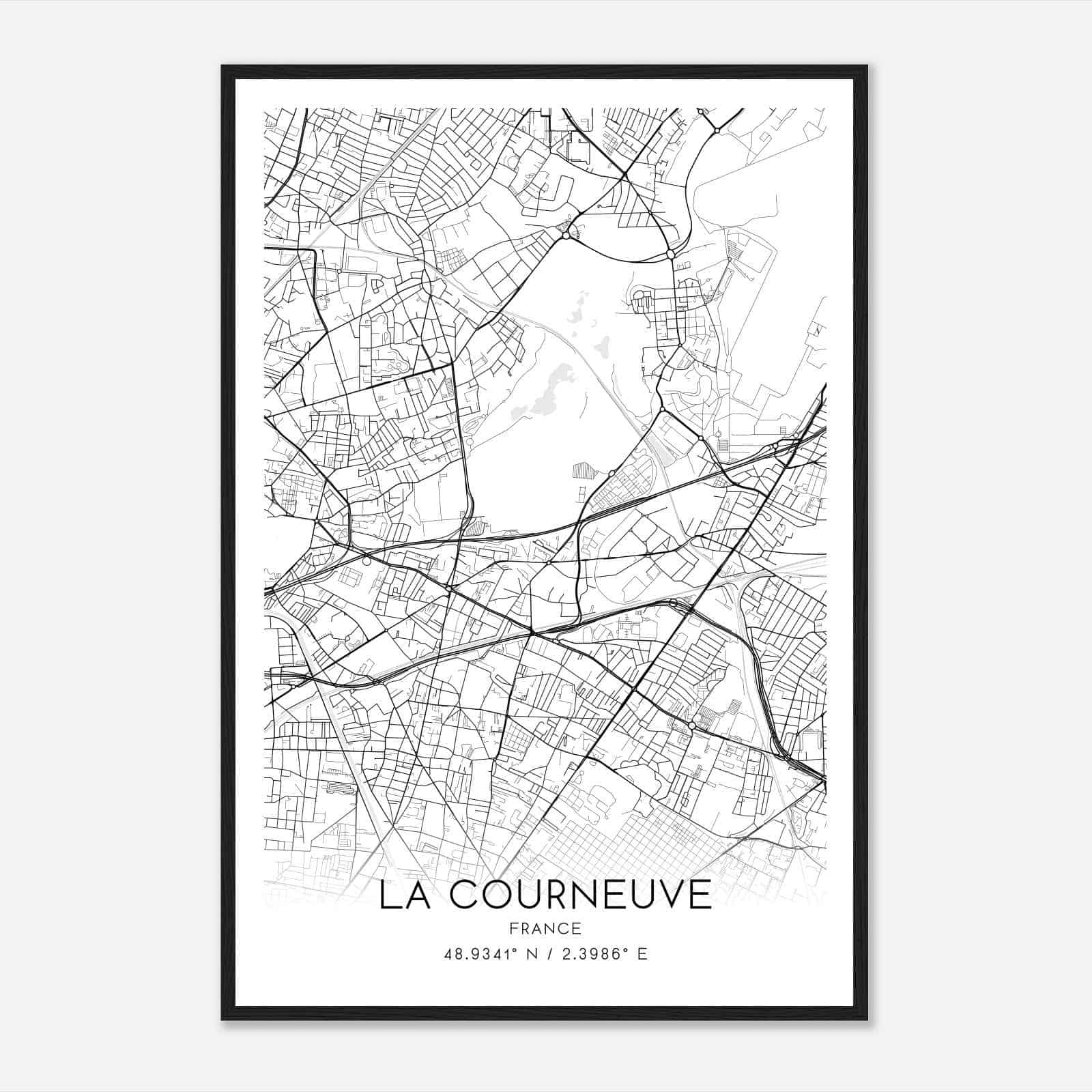La Courneuve France Map Poster, Modern Home Decor Wall Art Print