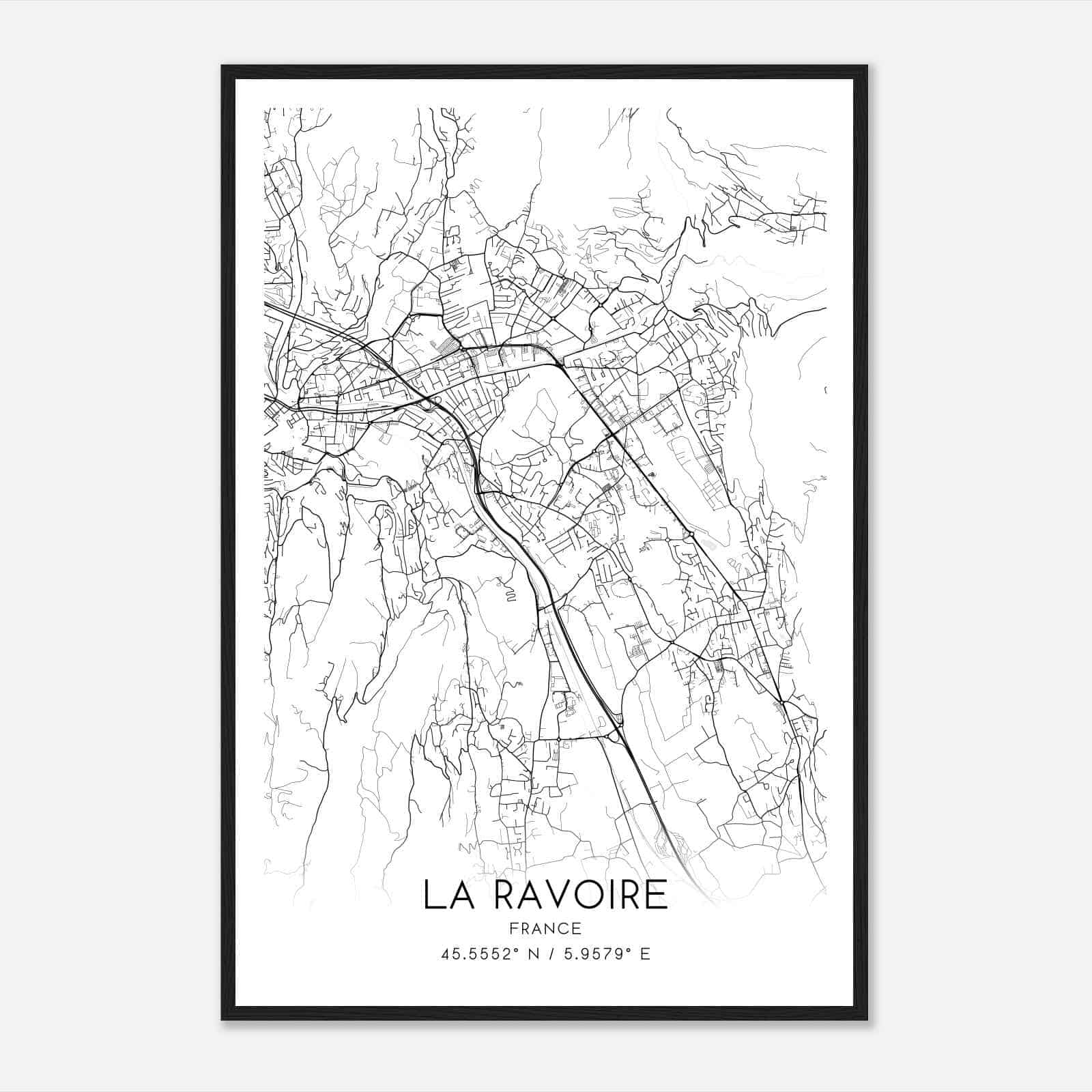 La Ravoire France Map Poster, Modern Home Decor Wall Art Print