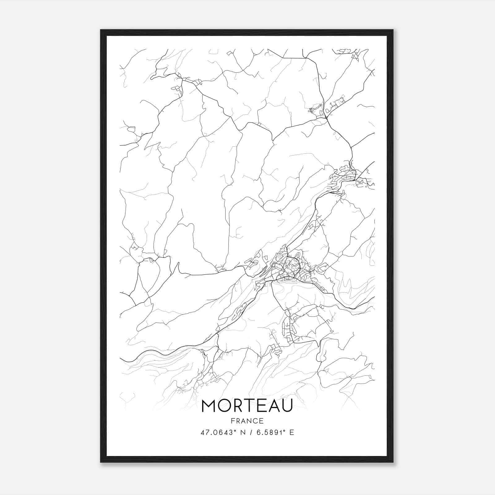 Morteau France Map Poster, Modern Home Decor Wall Art Print