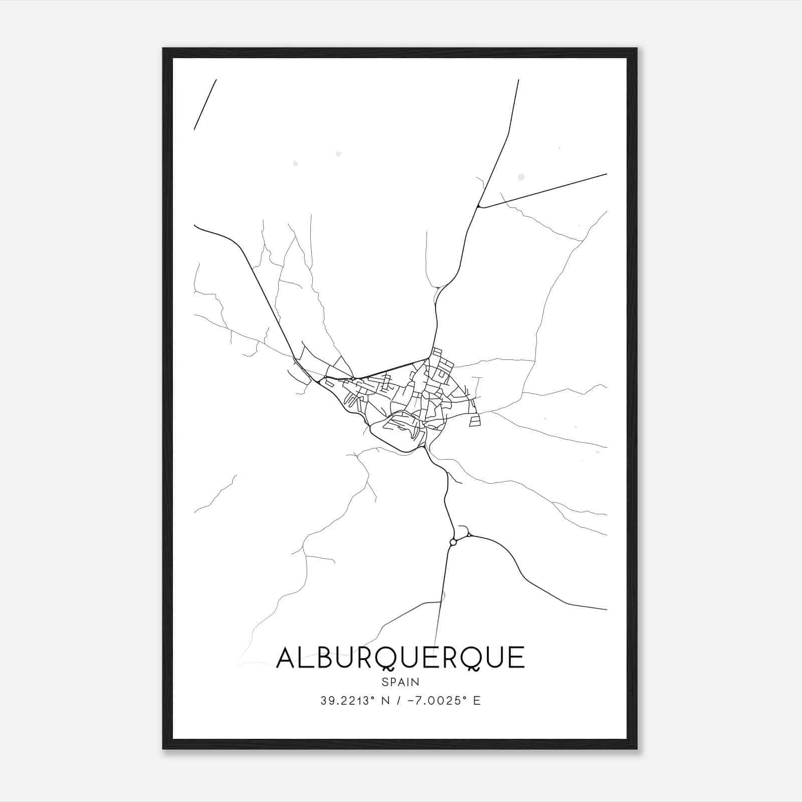 Alburquerque Spain Map Poster, Modern Home Decor Wall Art Print